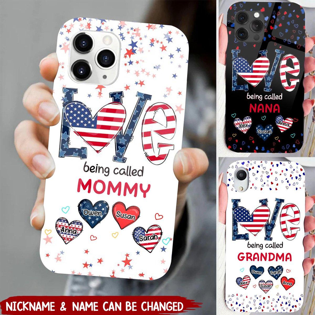 Patriotic Grandma Personalized Phone Case | Blind Dropship, 1-Piece Minimum - Custom Acrylic Glass Phone Case Wholesale | POD Dropship Supplier | MCDFL