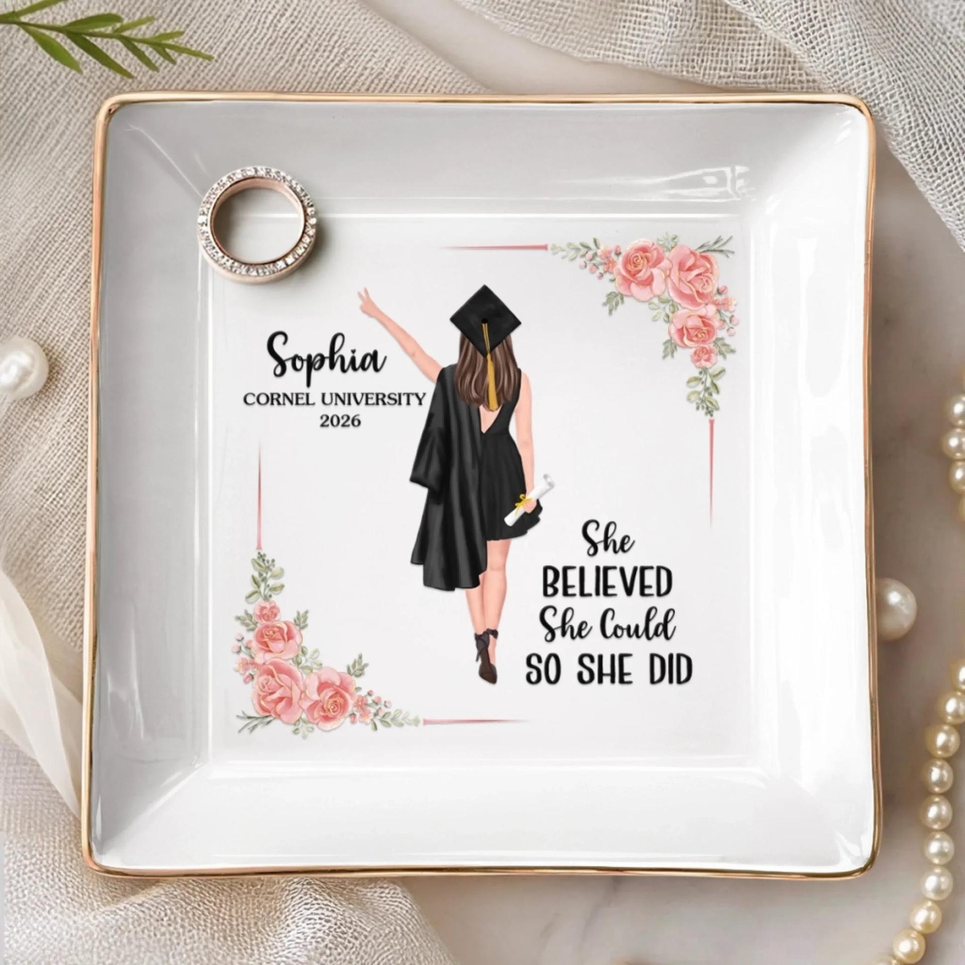 Personalized Graduation Ceramic Jewelry Dish | Custom Print on Demand, 1-Piece Minimum - Custom Jewelry Dish High Quality View | MCDFL