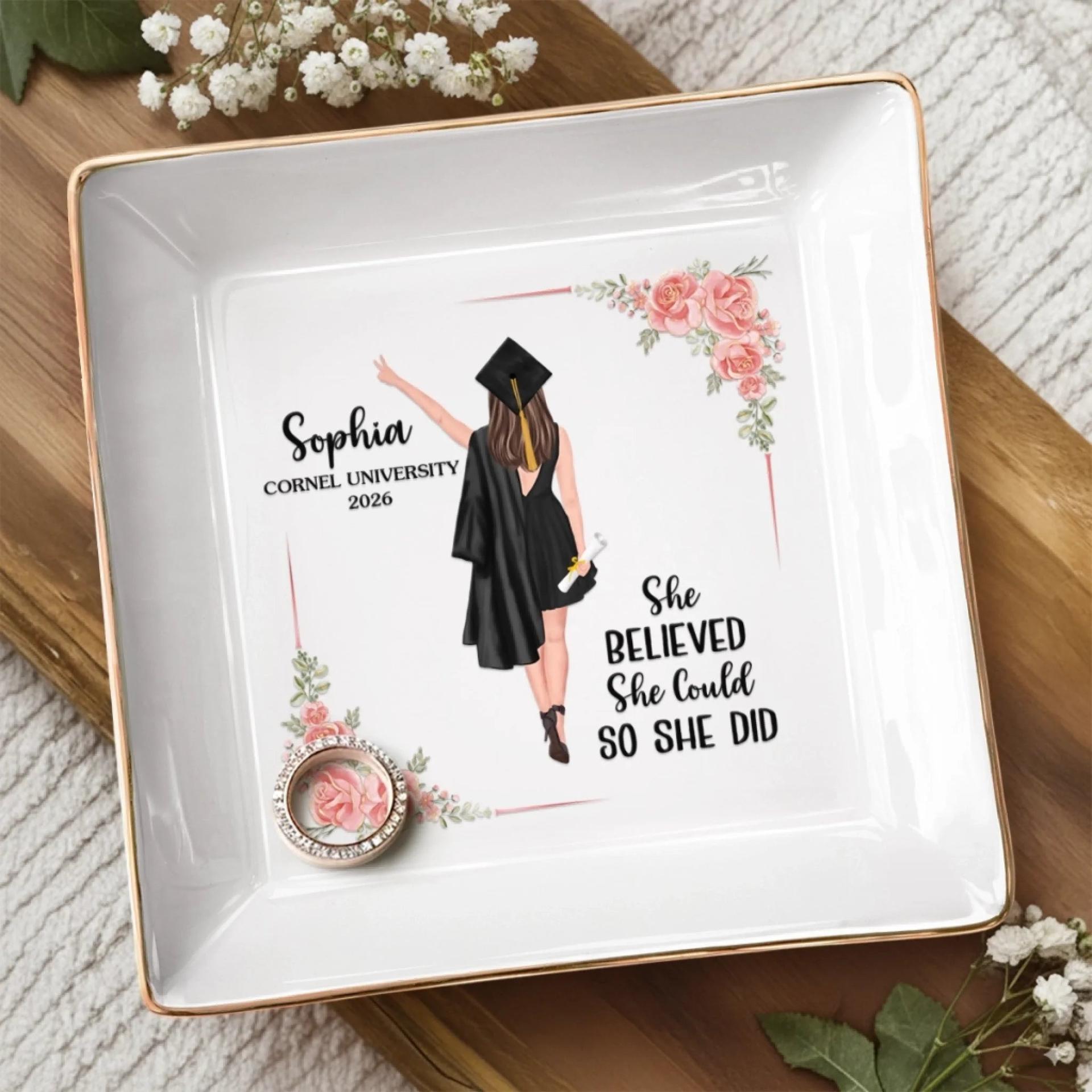 Personalized Graduation Ceramic Jewelry Dish | Custom Print on Demand, 1-Piece Minimum gallery thumbnail - Jewelry Dish