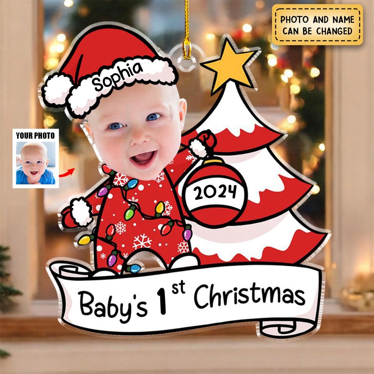 Personalized Baby's First Christmas Acrylic Ornament | White-Label Dropship, No Minimum Order - Custom Acrylic Ornament Wholesale | POD Dropship Supplier | MCDFL