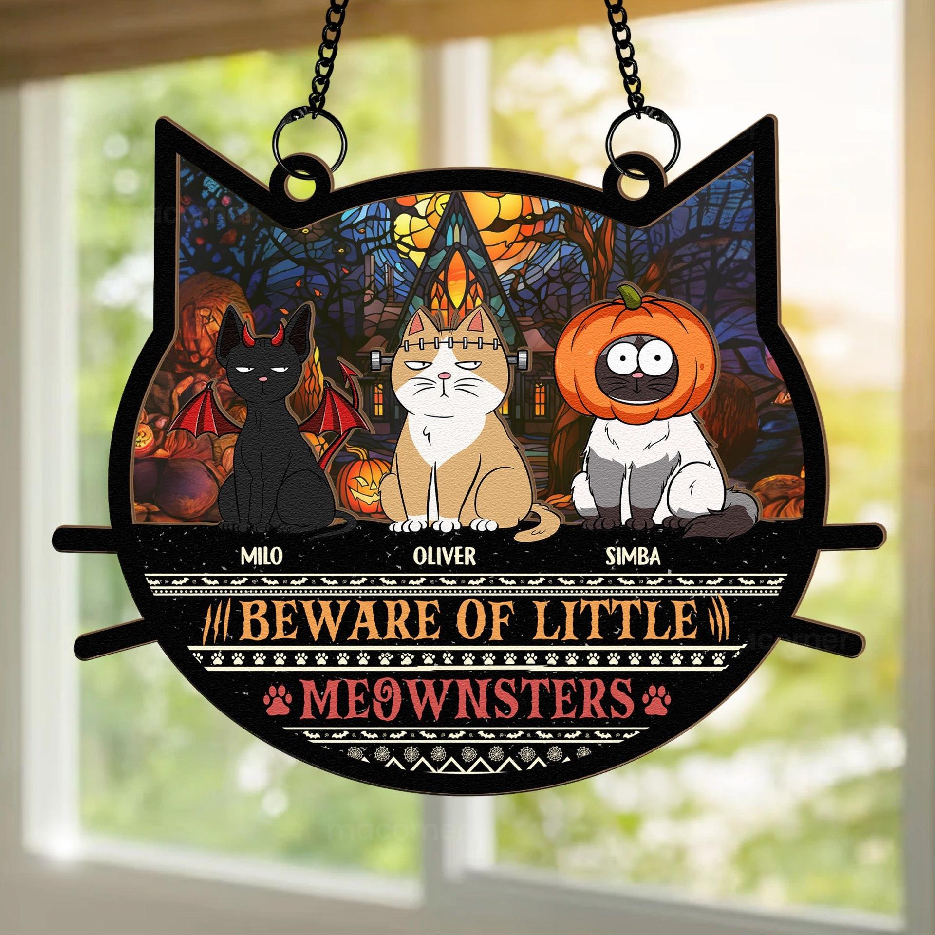 Personalized Halloween Cat Suncatcher Ornament | POD Wholesale, No Minimum - Suncatcher Ornament Detail | Wholesale POD Supplier | MCDFL