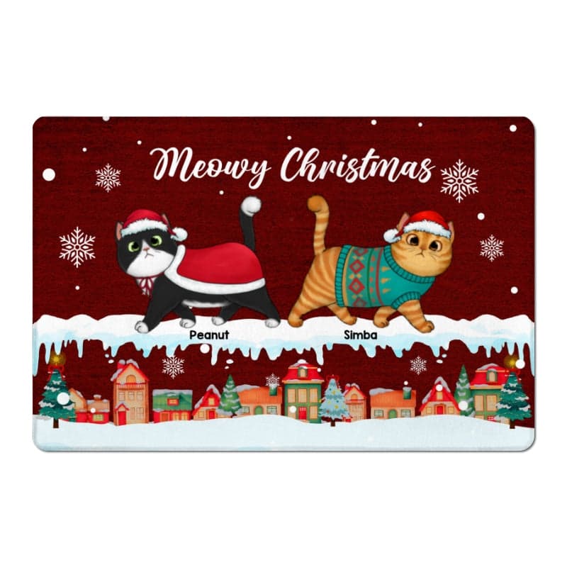 Personalized Cat Christmas Doormat | White-Label POD, 1-Piece Minimum gallery thumbnail - Doormat