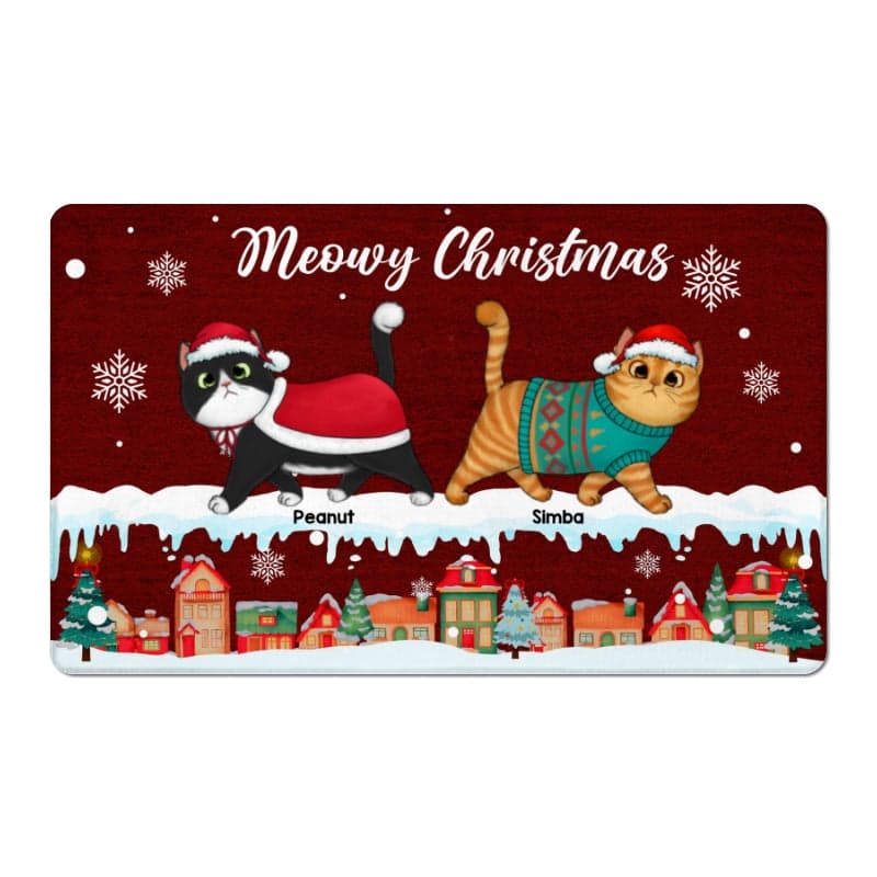 Personalized Cat Christmas Doormat | White-Label POD, 1-Piece Minimum gallery thumbnail - Doormat