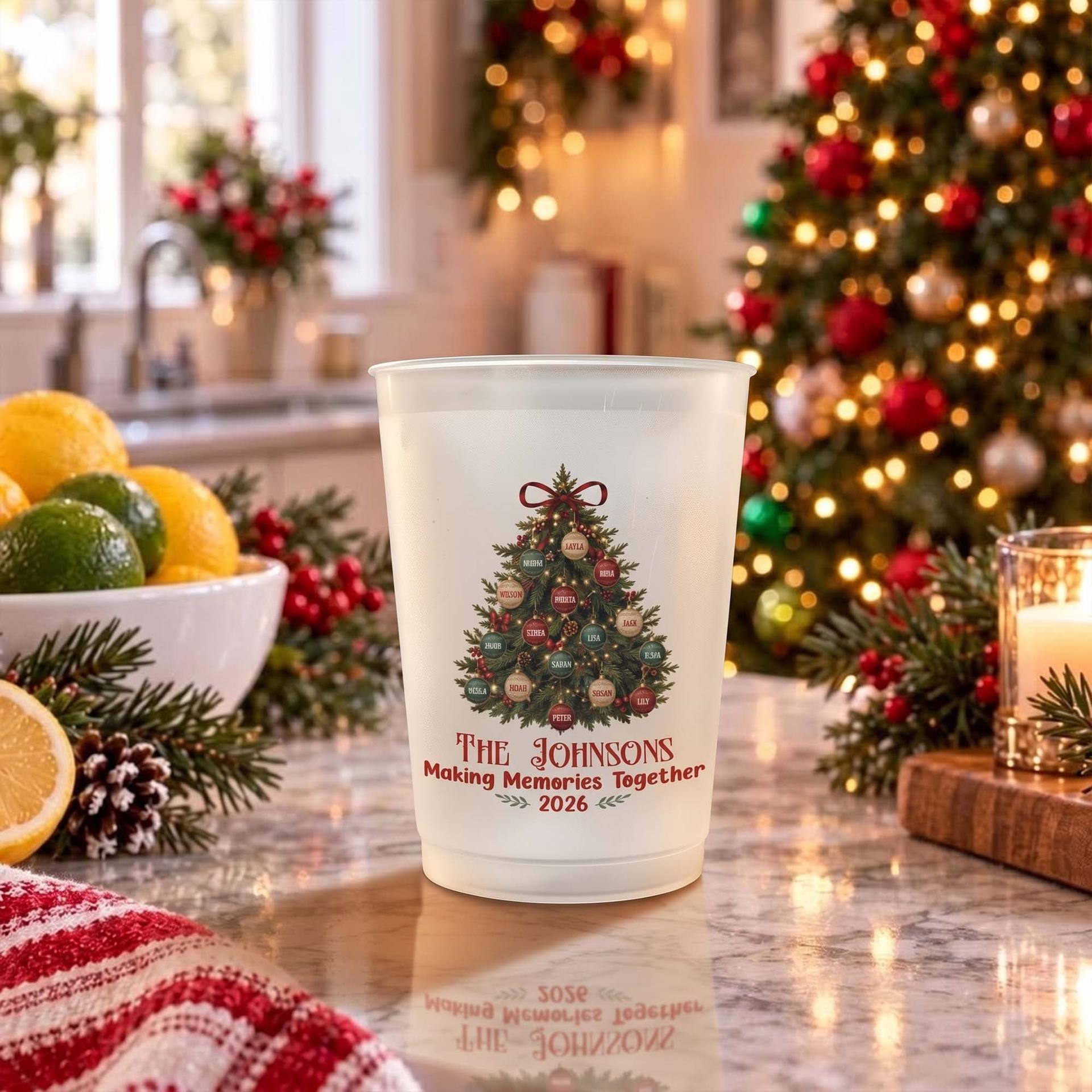 Custom Family Name Christmas Cups | POD Dropship, No Minimum gallery thumbnail - Frosted Cups