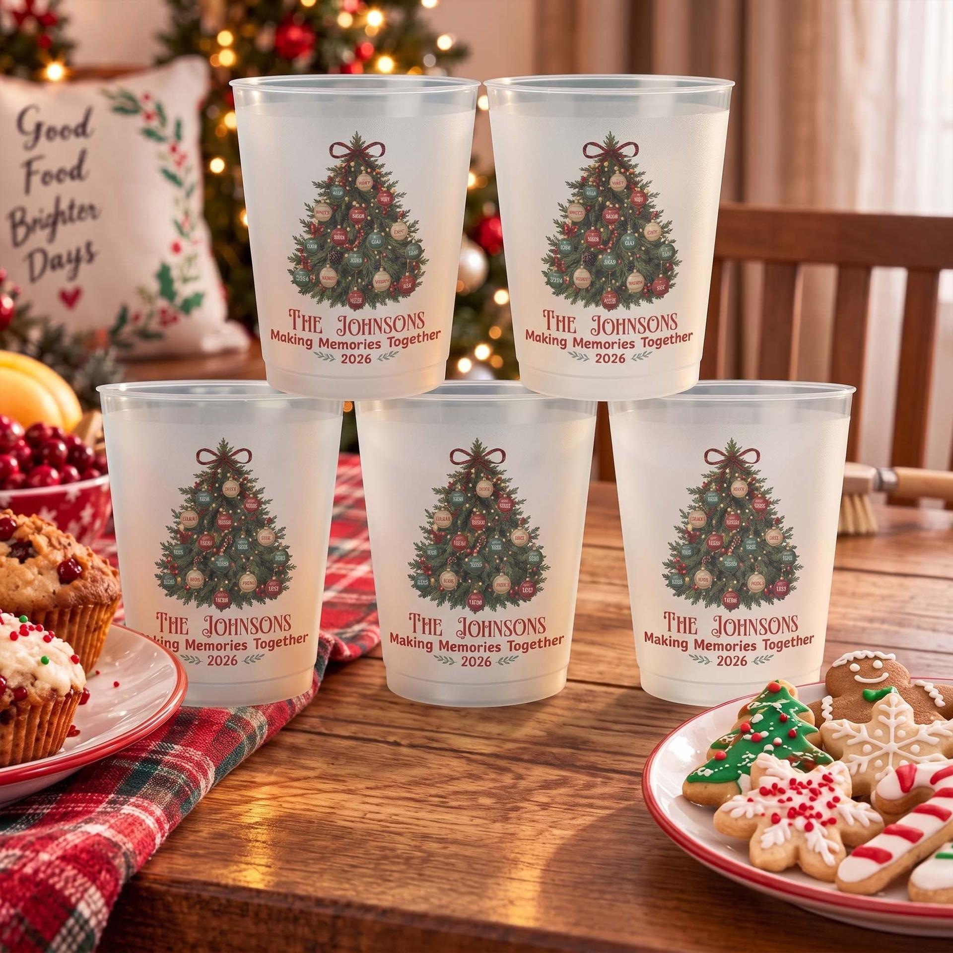 Custom Family Name Christmas Cups | POD Dropship, No Minimum gallery thumbnail - Frosted Cups