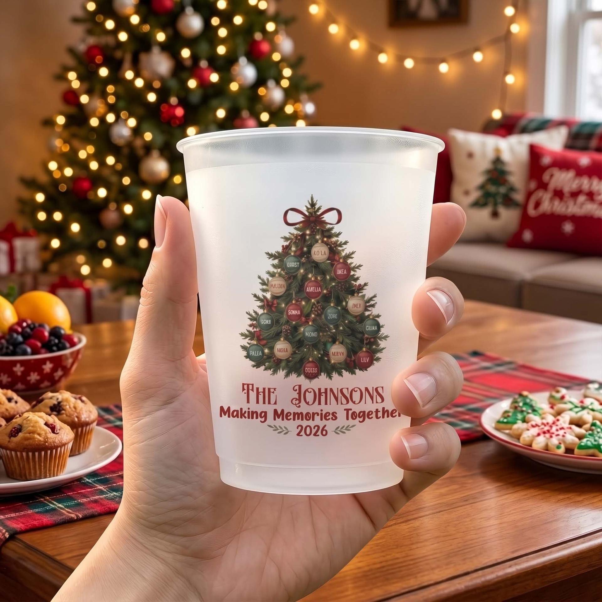 Custom Family Name Christmas Cups | POD Dropship, No Minimum gallery thumbnail - Frosted Cups