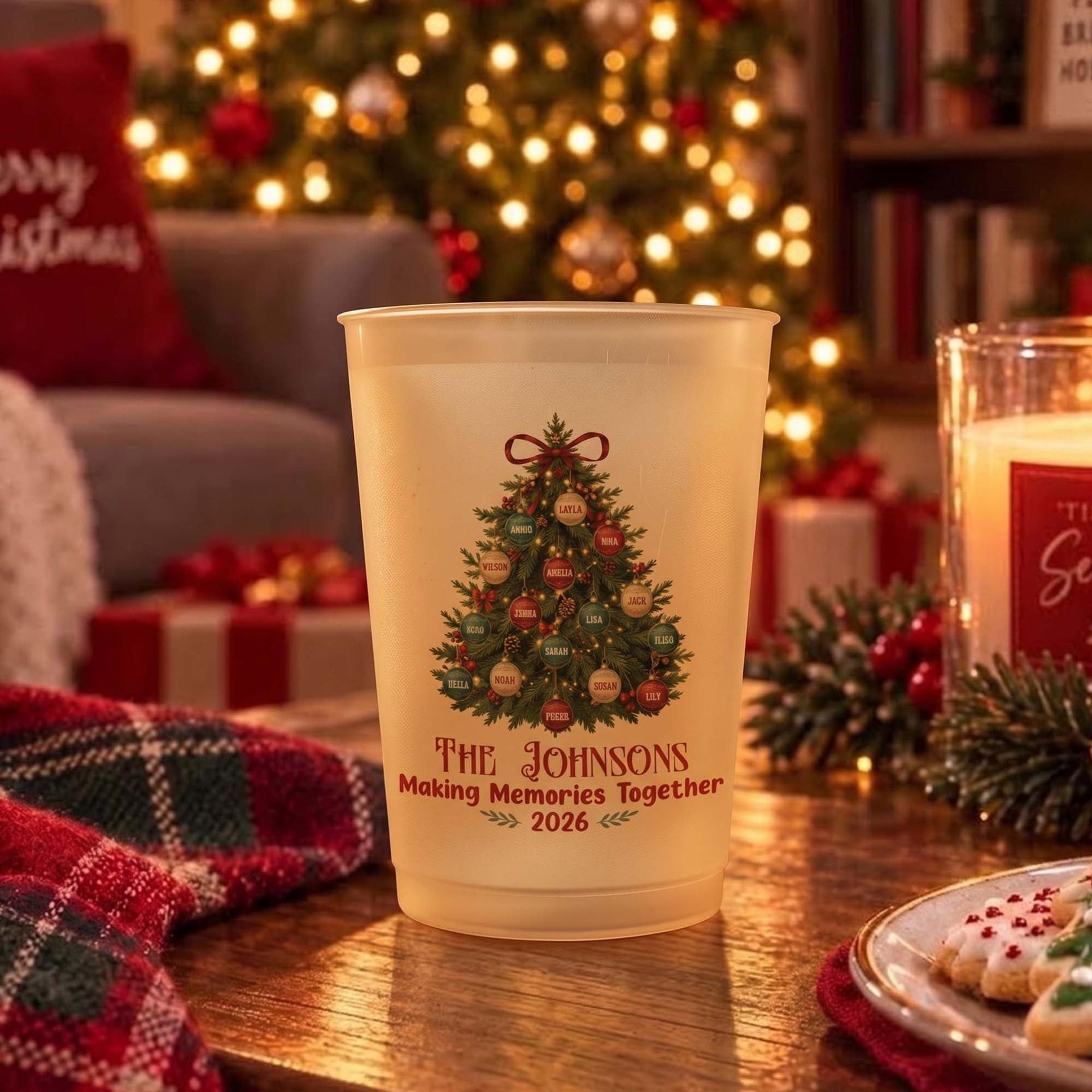 Custom Family Name Christmas Cups | POD Dropship, No Minimum gallery thumbnail - Frosted Cups