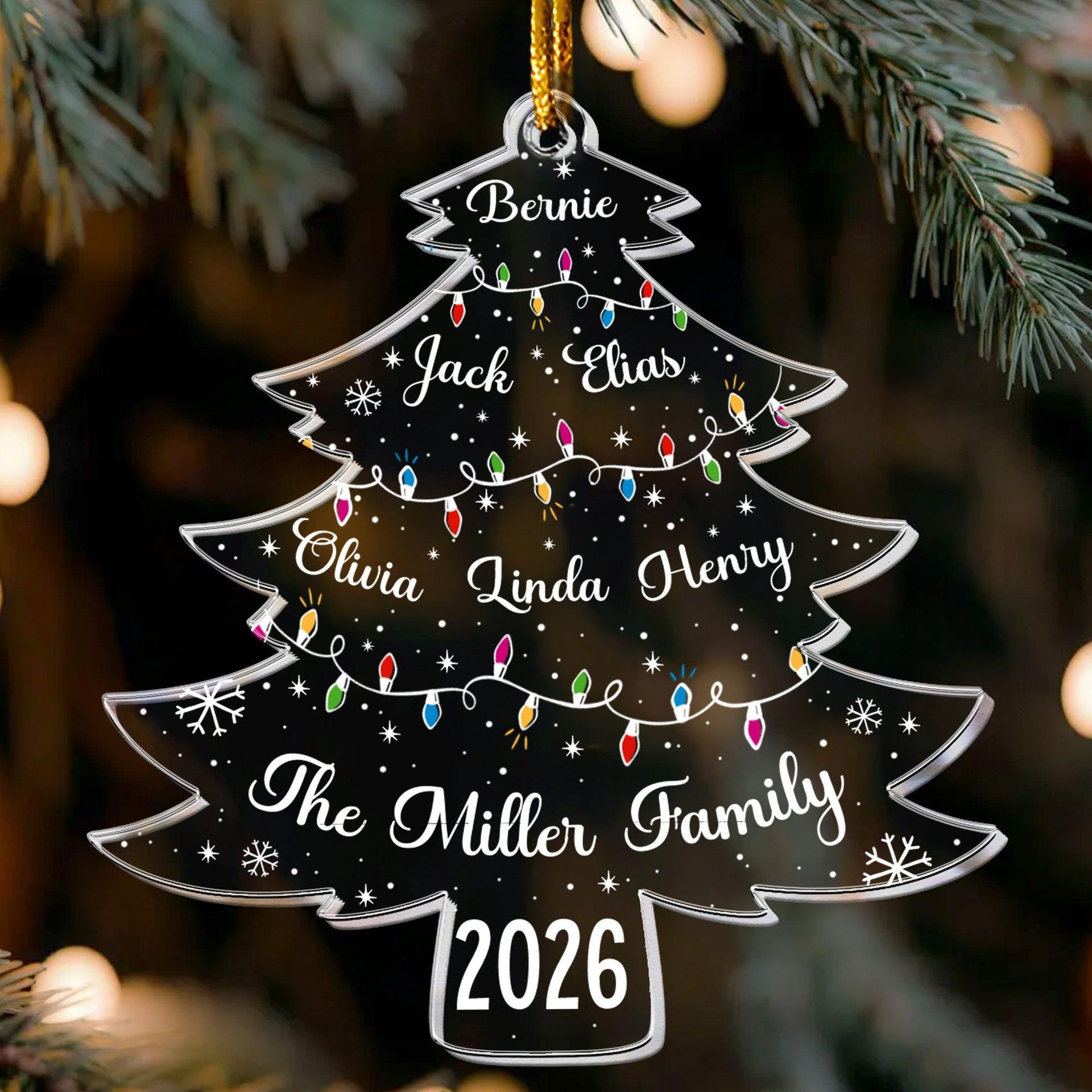 Custom Family Name Acrylic Christmas Ornament | POD Dropship, MOQ 1 Factory Direct - Custom Acrylic Ornament Wholesale | MCDFL
