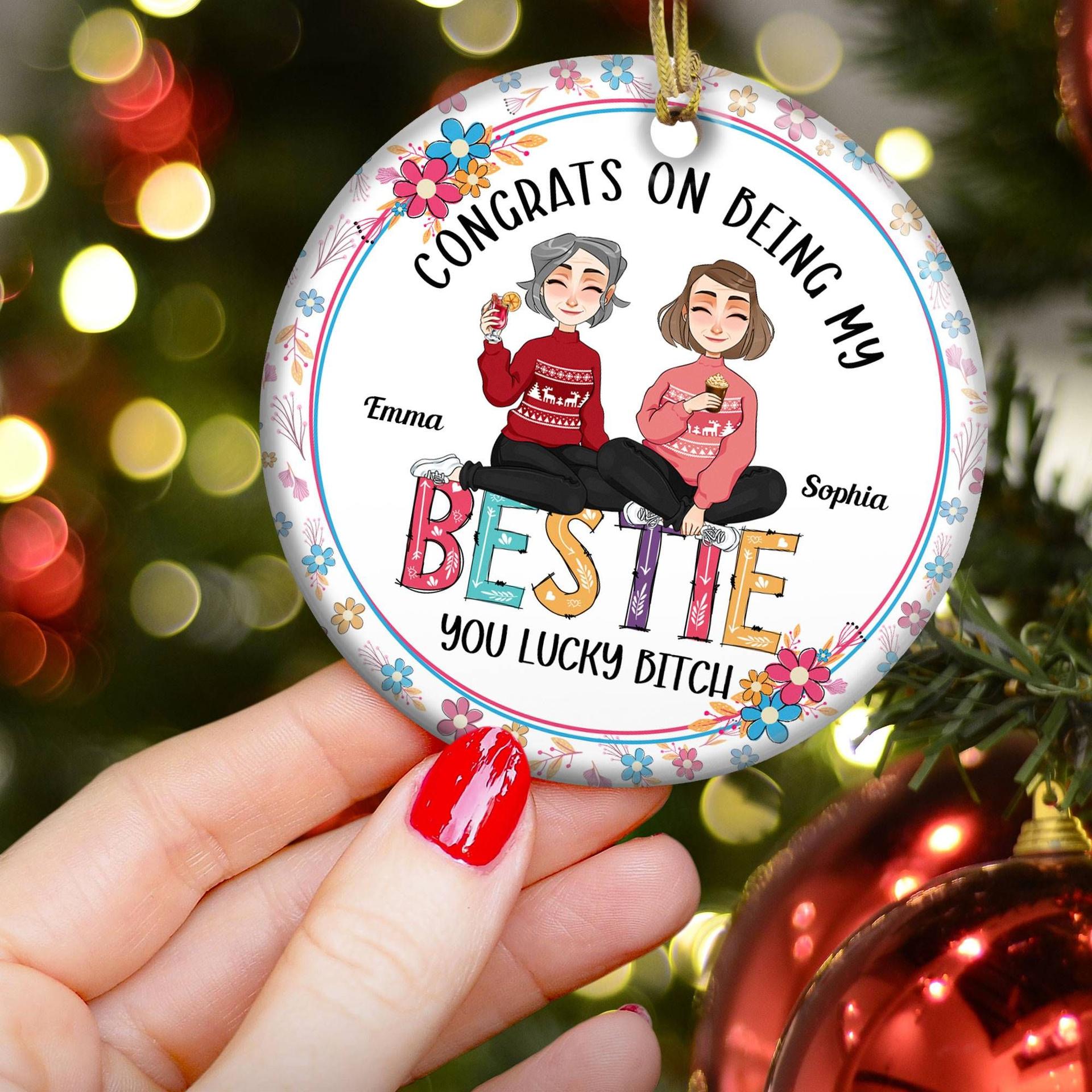 Personalized Ceramic Ornament for Best Friends | Dropship, No Minimum - Custom Ceramic Ornament Wholesale | MCDFL