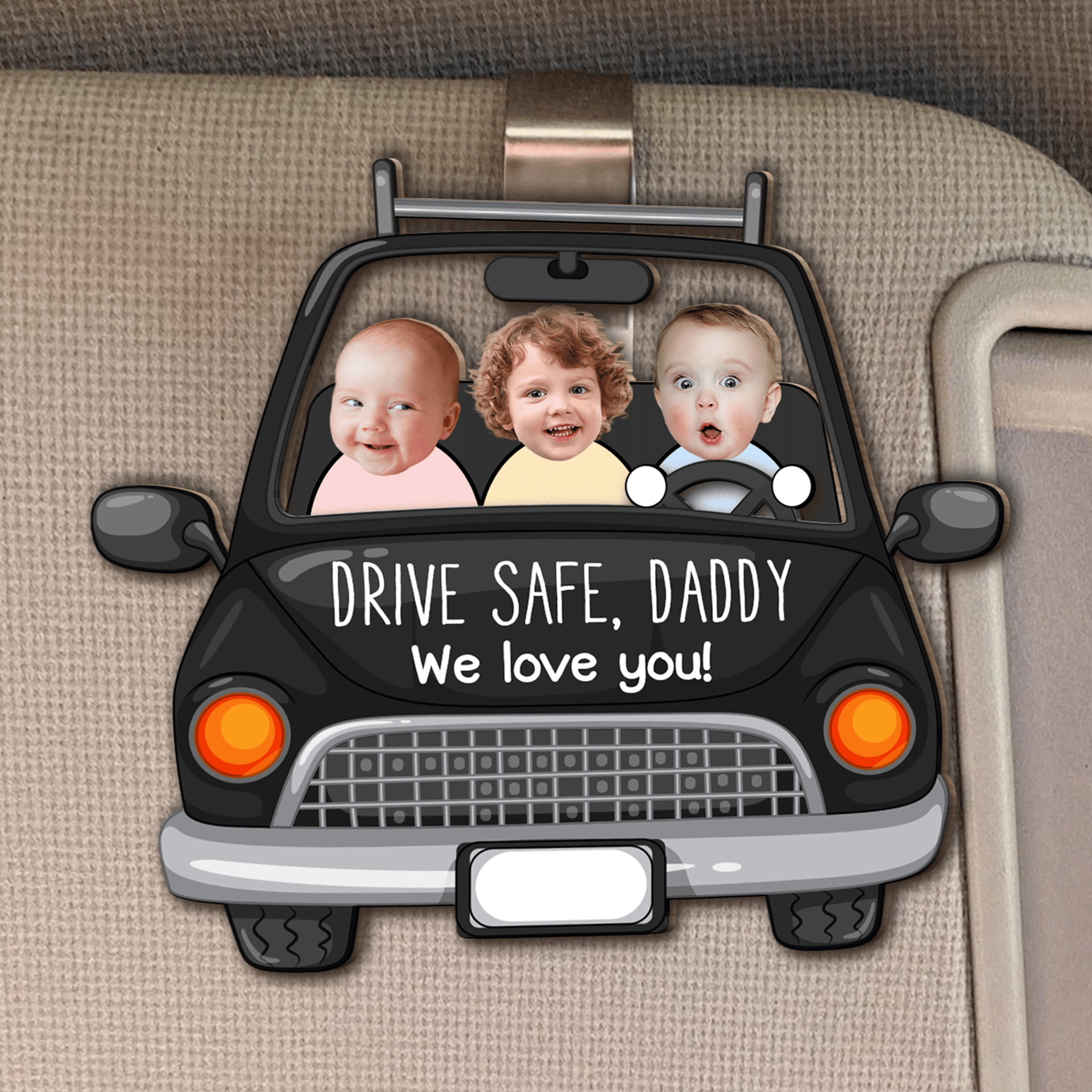 Custom Baby Face Visor Clip for Dad | POD Dropship, Unbranded Fulfillment - Custom Car Visor Clip Wholesale | MCDFL