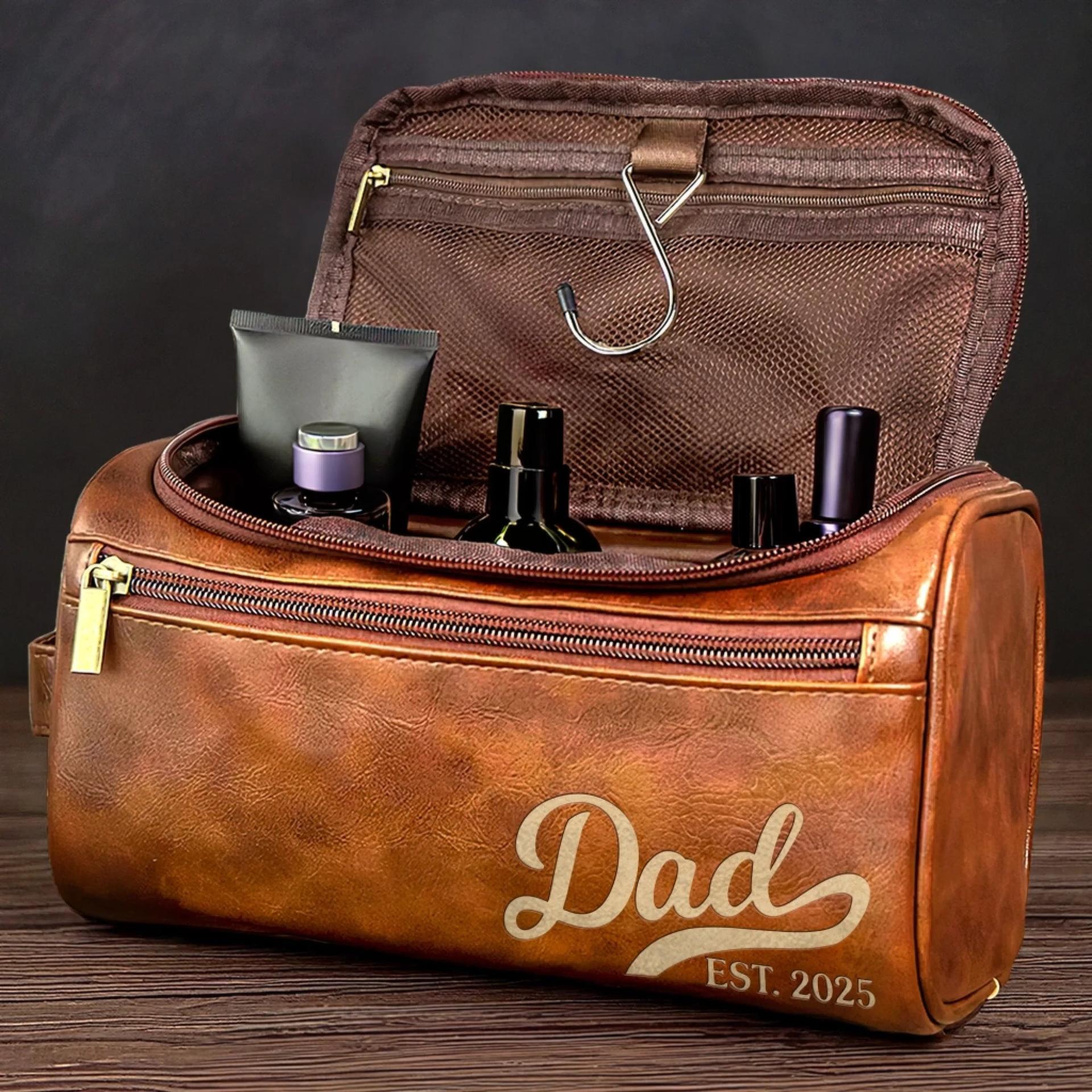 Personalized Leather Toiletry Bag for Gifts | Blind Dropshipping, No Minimum - Custom Leather Toiletry Bag Wholesale | MCDFL