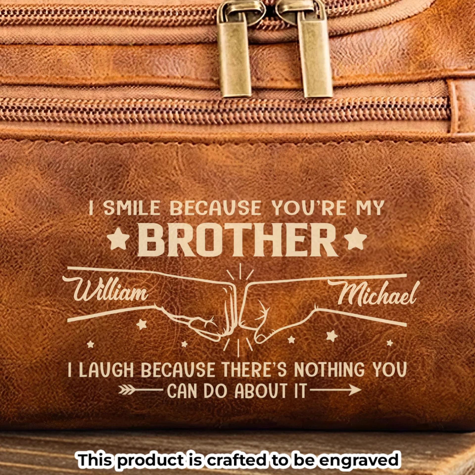 Personalized Leather Toiletry Bag for Men | White-Label, 1-Piece Minimum - Leather Toiletry Bag Detail | Wholesale POD Supplier | MCDFL