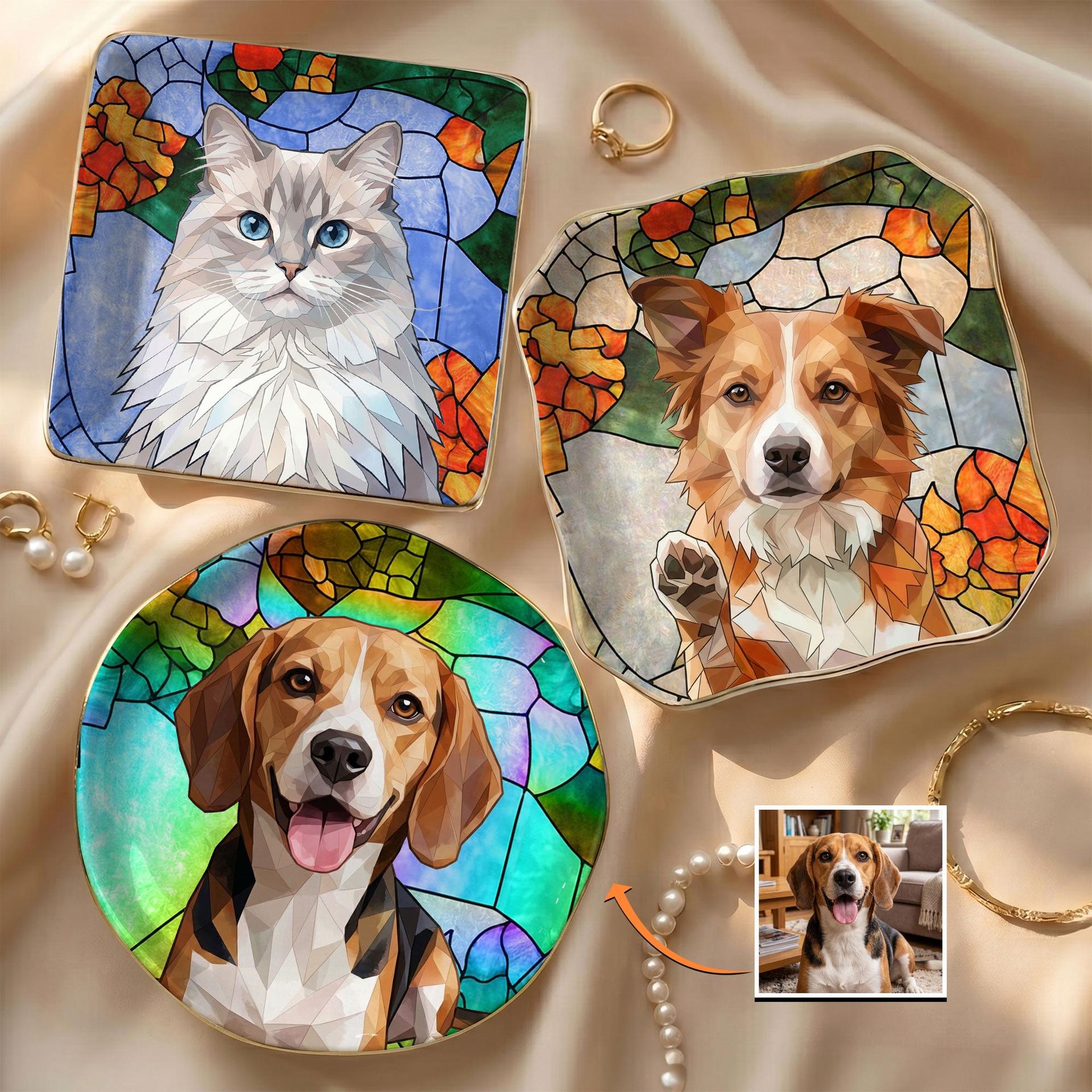 Custom Pet Portrait Jewelry Dish | 1-Piece Minimum, Unbranded Dropship - Custom Jewelry Dish Wholesale | POD Dropship Supplier | MCDFL