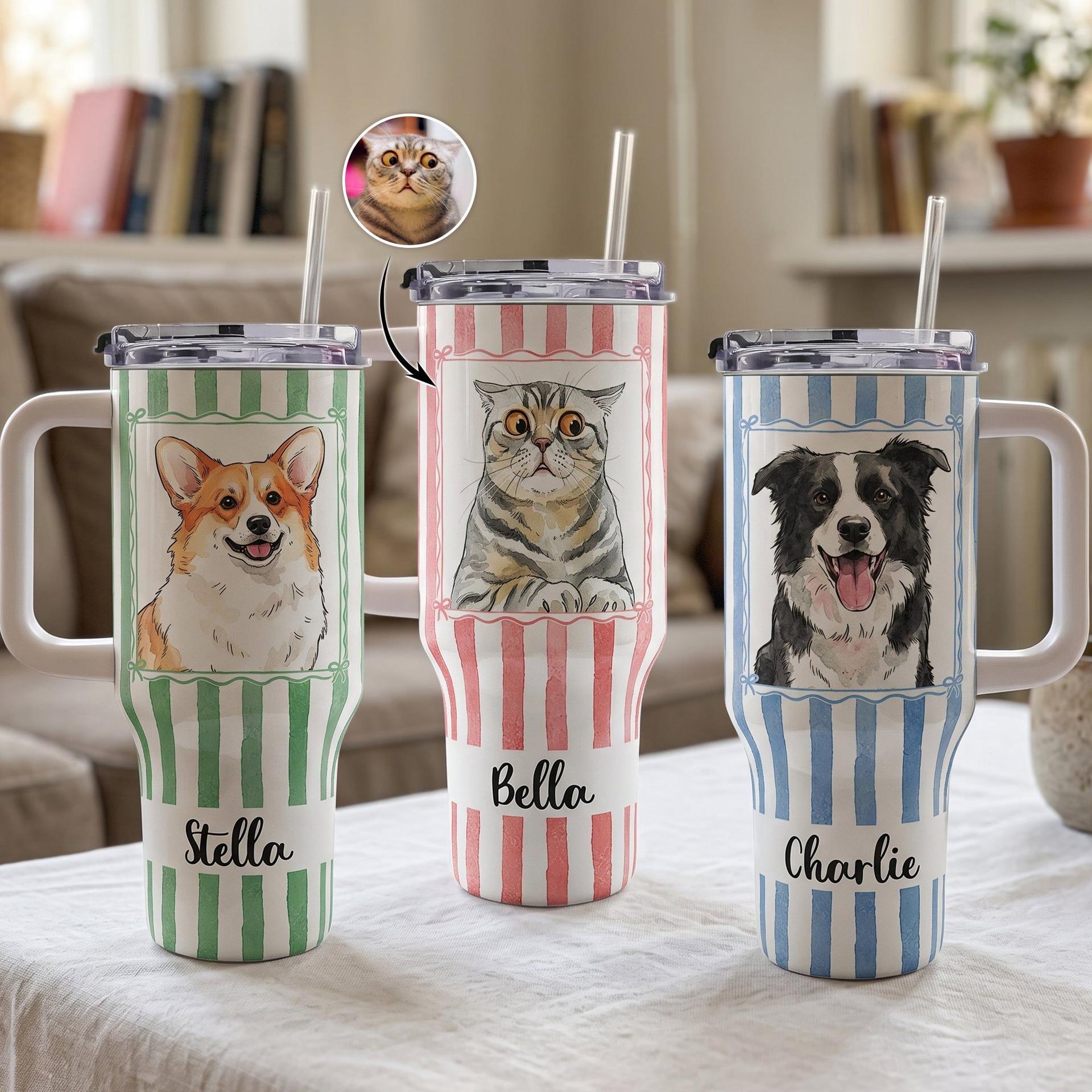 Custom Pet Portrait Watercolor 40oz Tumbler | POD Dropship, MOQ 1 Factory Direct - Custom Tumbler Wholesale | MCDFL