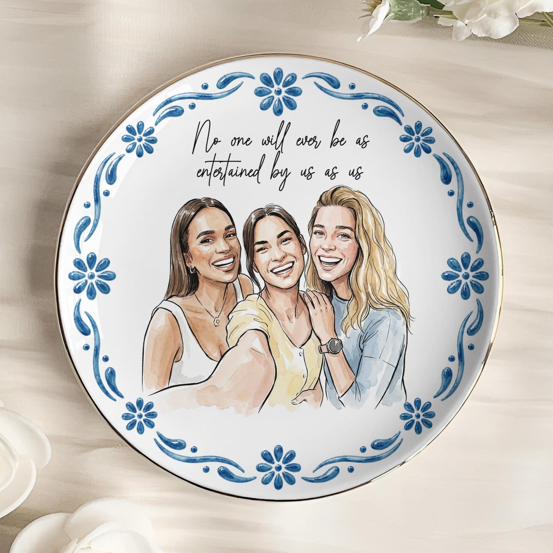 Custom Photo Best Friends Watercolor Jewelry Dish | POD Dropship, No Minimum - Jewelry Dish Detail | Wholesale POD Supplier | MCDFL
