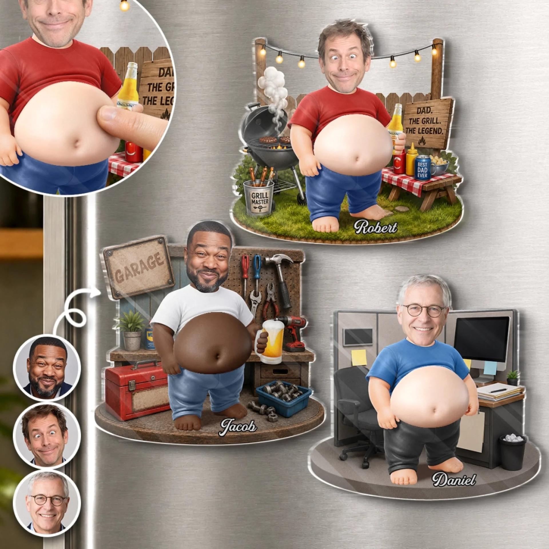 Personalized Dad Belly Squishy Magnet | White-Label POD, No Minimum Order - Custom 3D Acrylic Squishy Wholesale | POD Dropship Supplier | MCDFL