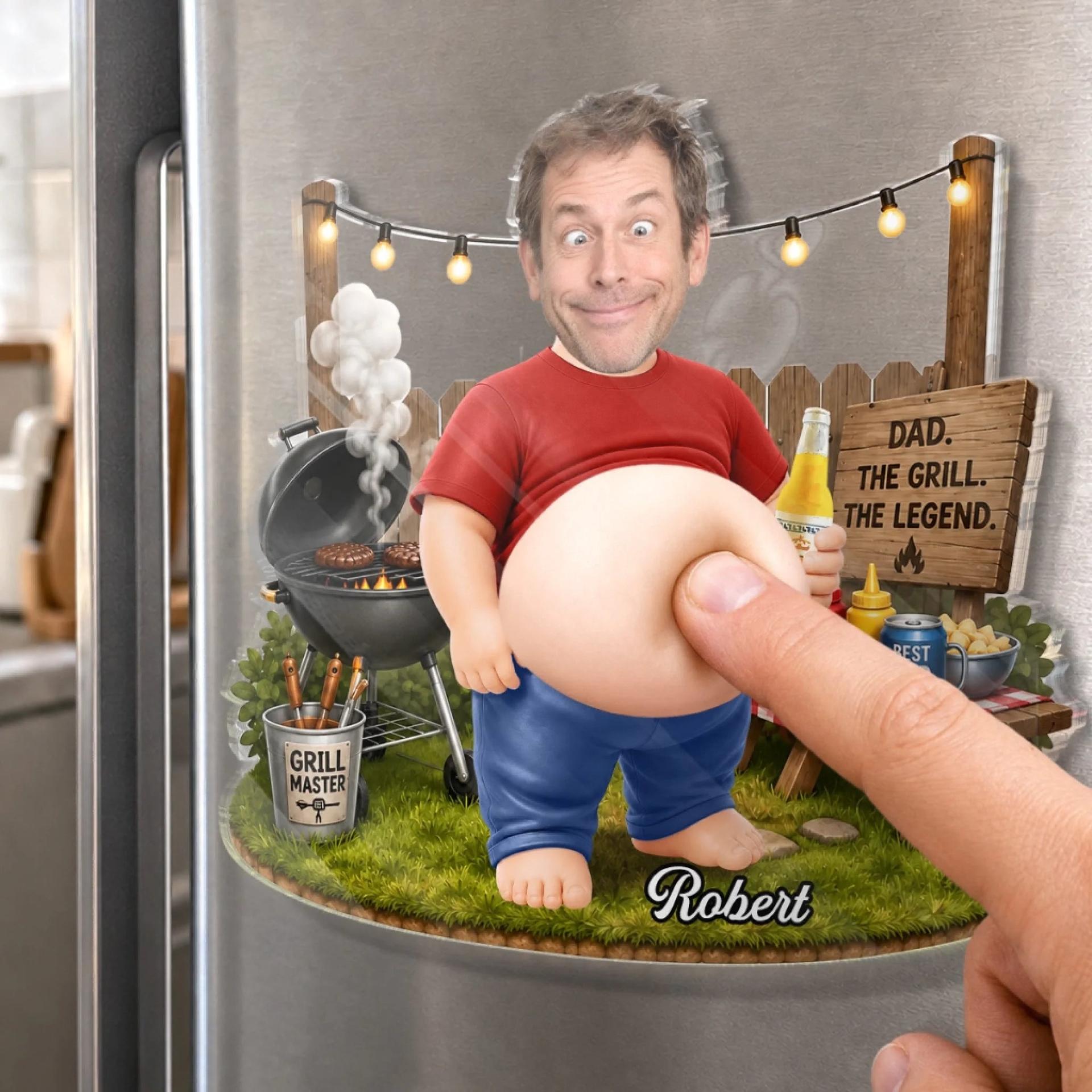 Personalized Dad Belly Squishy Magnet | White-Label POD, No Minimum Order - 3D Acrylic Squishy Detail | Wholesale POD Supplier | MCDFL
