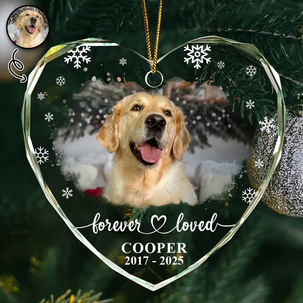 Custom Photo Pet Memorial Heart Ornament | White-Label Dropship, 1-Piece Minimum - Custom Glass Ornament Wholesale | POD Dropship Supplier | MCDFL