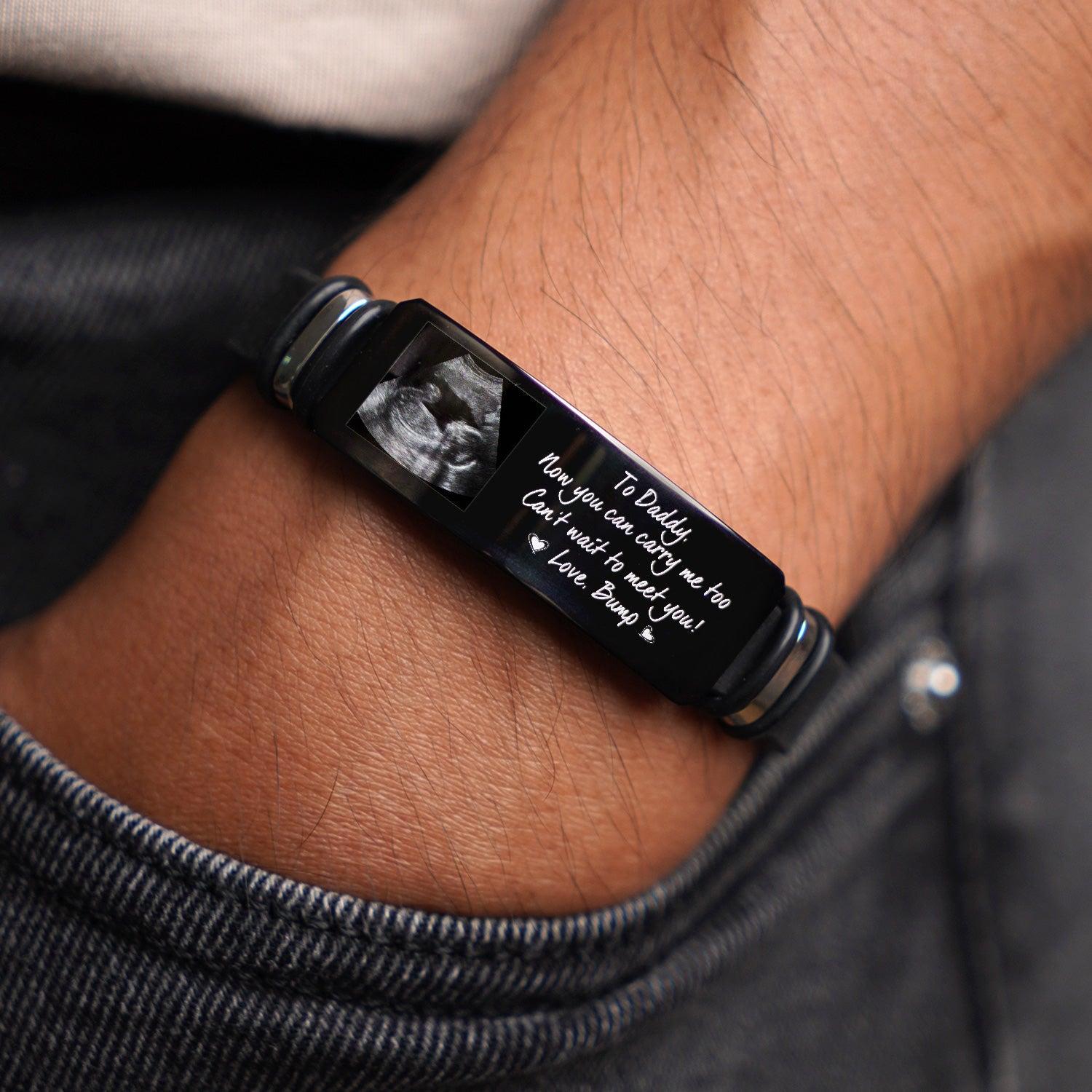 Custom Photo Engraved Bracelet for Dad | POD Dropship, No Minimum Order - Engraved Bracelet Detail | Wholesale POD Supplier | MCDFL