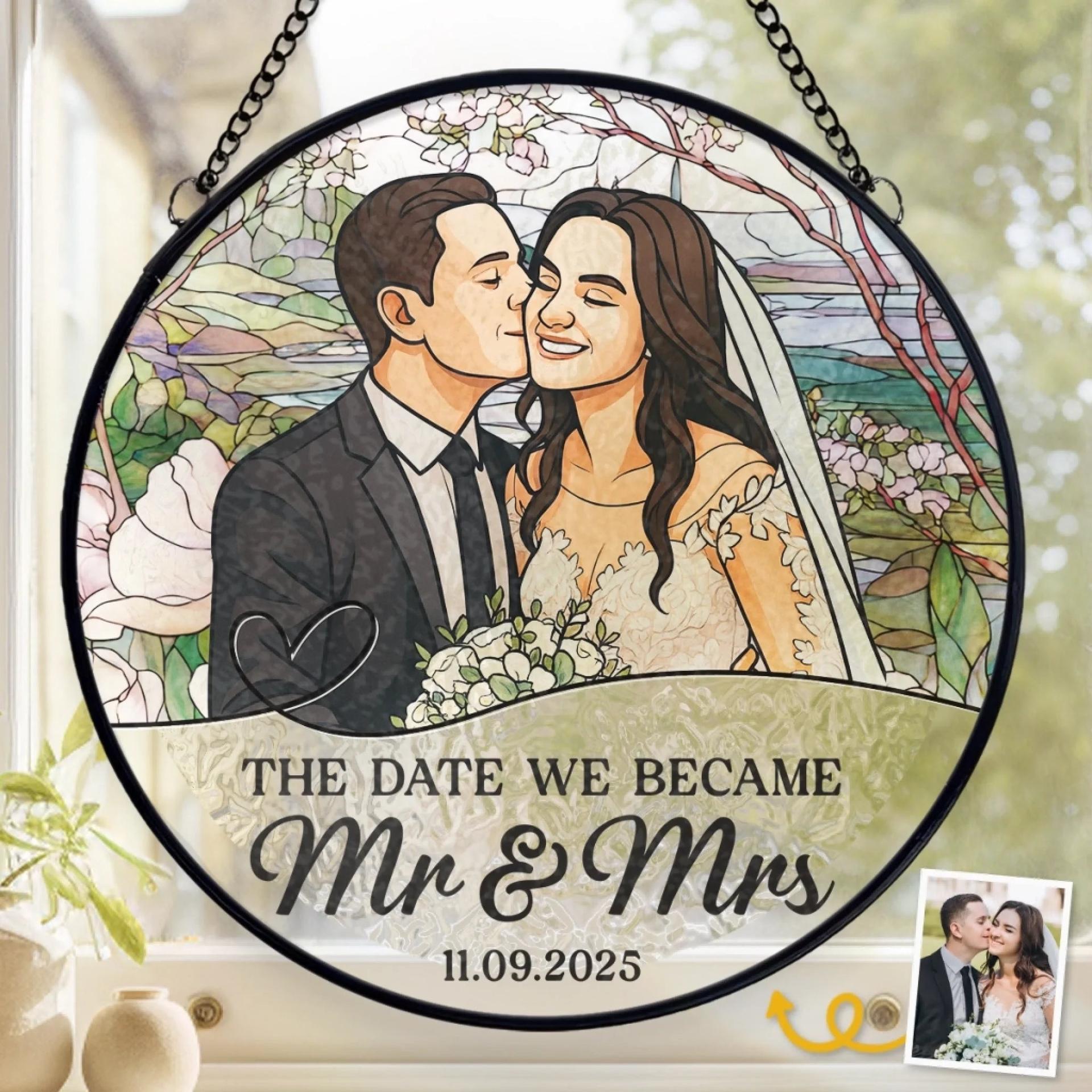 Custom Photo Stained Glass Suncatcher | Anniversary POD, Factory Direct