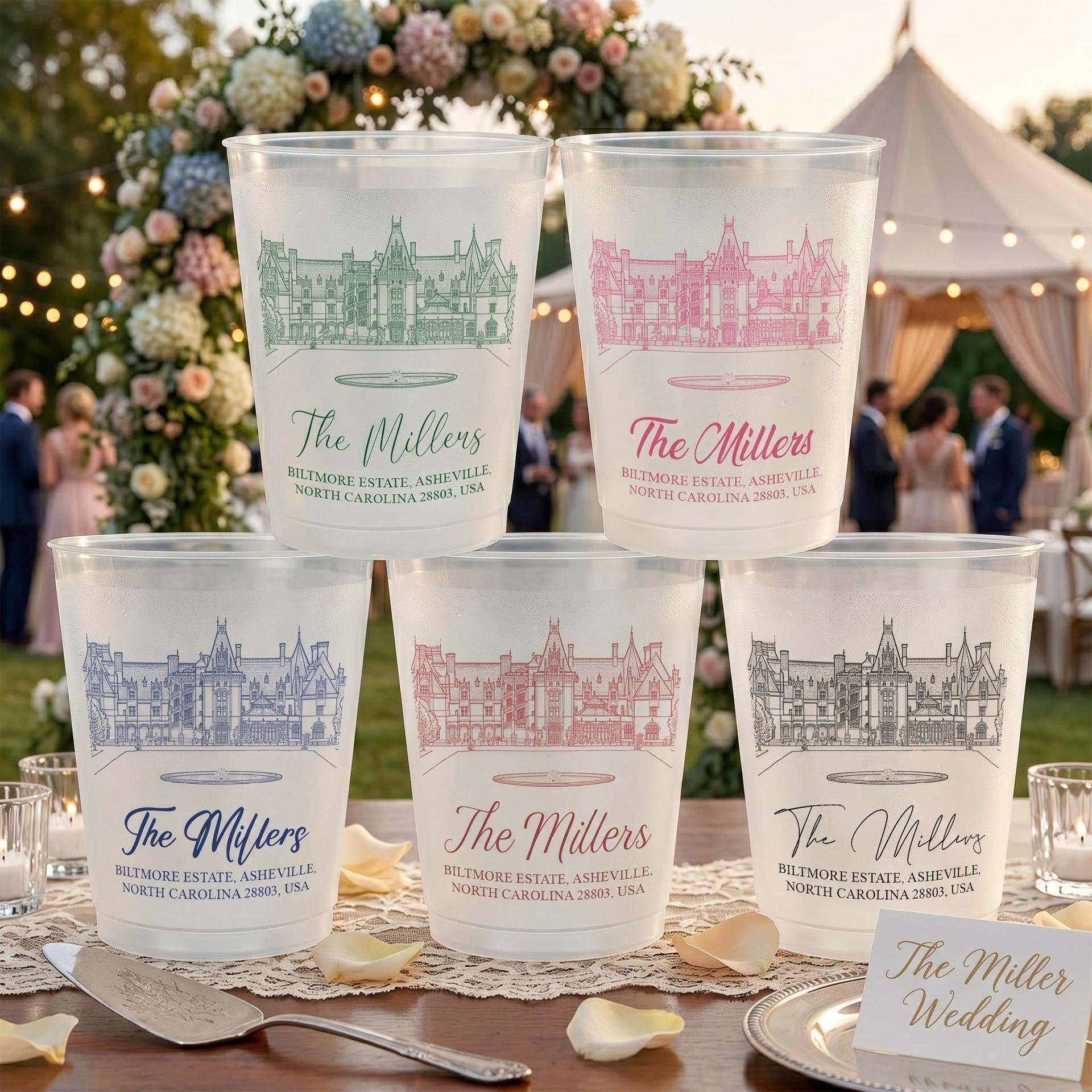 Custom Wedding Venue Photo Cups | POD Dropship, No Minimum - Custom Frosted Cups High Quality View | MCDFL
