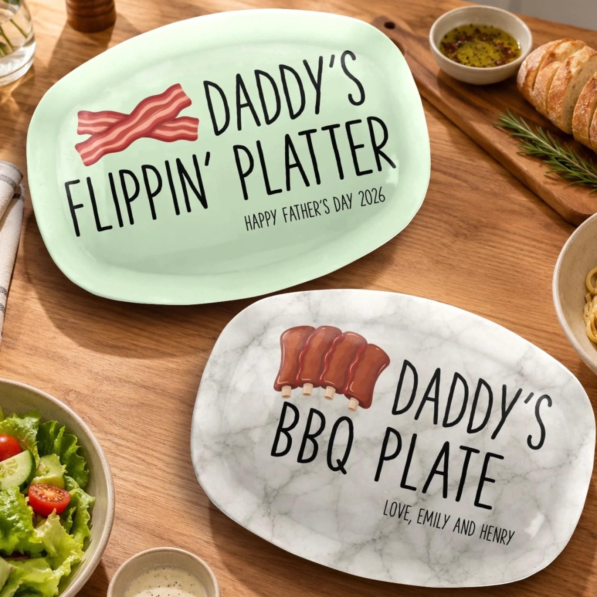 Personalized Ceramic Serving Platter for Father's Day | Blind Dropshipping, 1-Piece Minimum gallery thumbnail - Platter