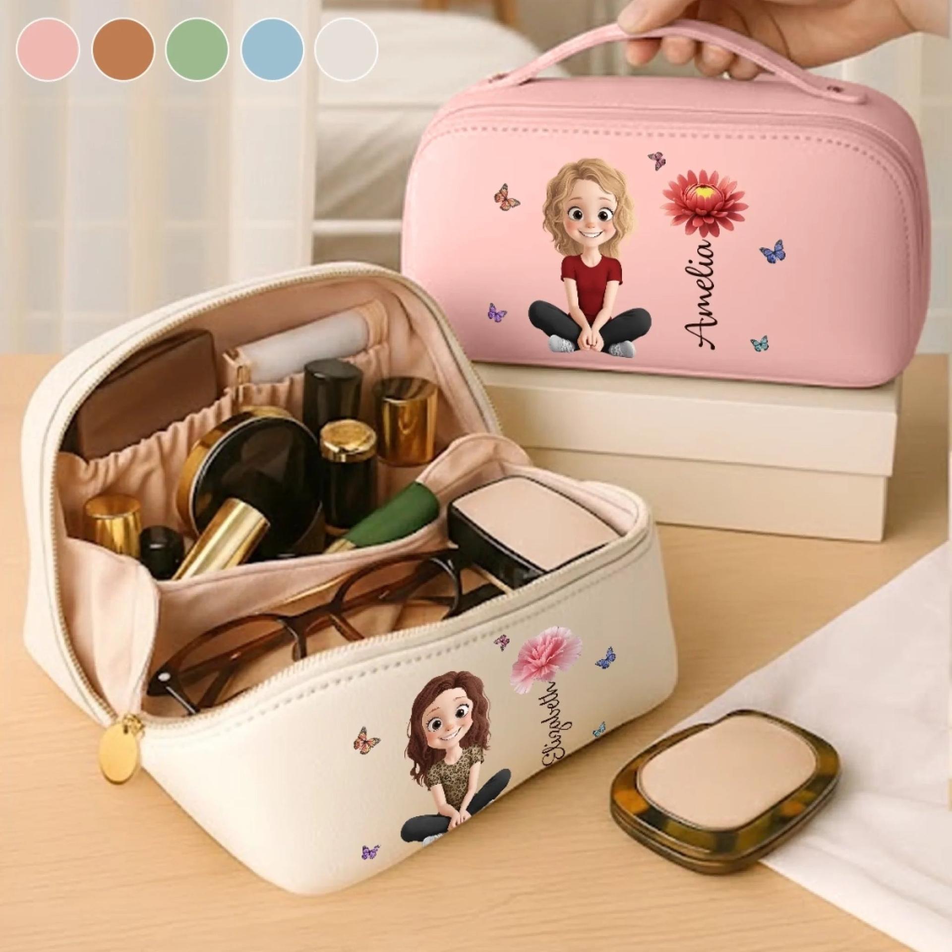 Custom PU Leather Toiletry Bag for Travel | White-Label POD, No Minimum Order - Travel Toiletry Bag Detail | Wholesale POD Supplier | MCDFL