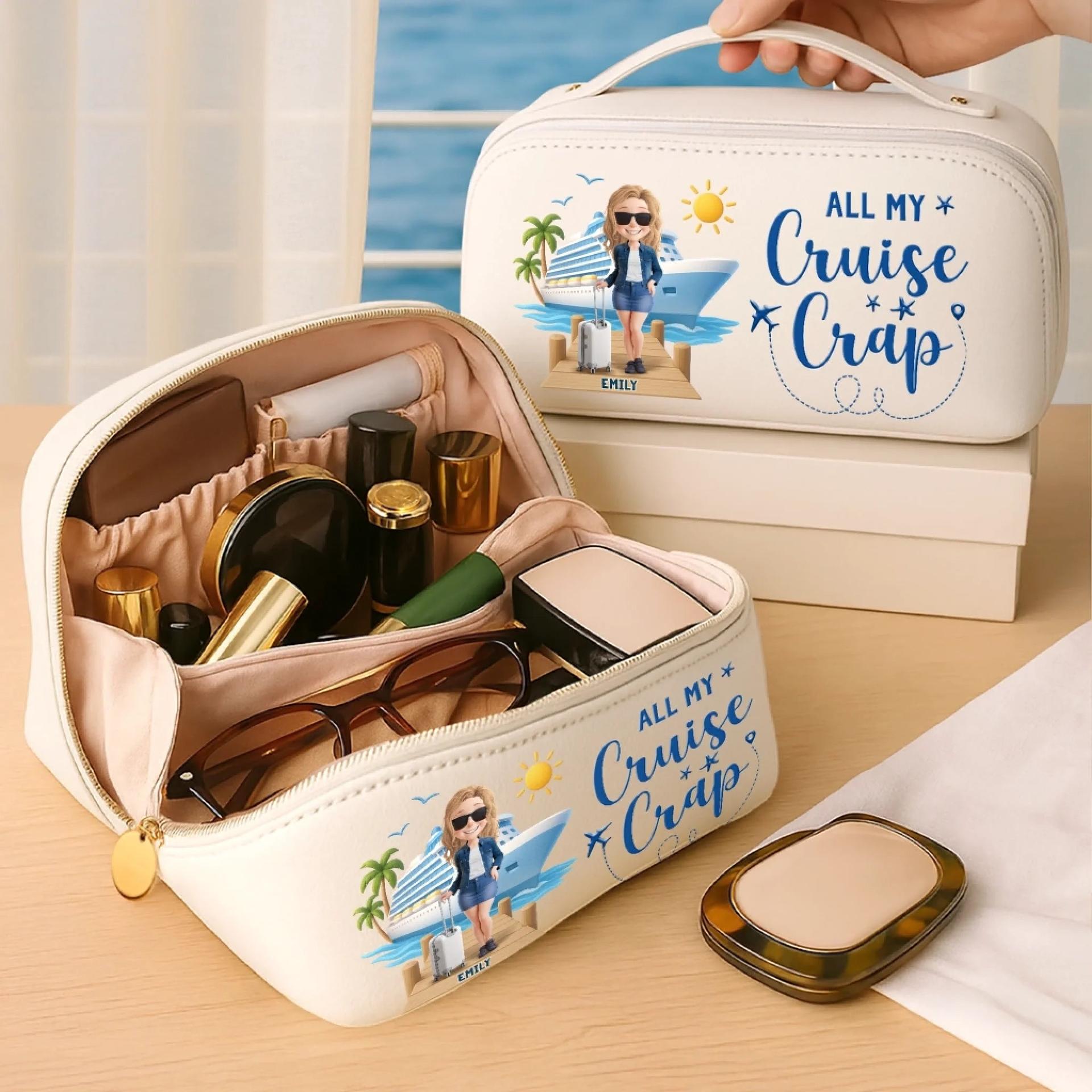 Custom PU Leather Travel Toiletry Bag | Cruise Gift POD, Factory Direct - Travel Toiletry Bag Detail | Wholesale POD Supplier | MCDFL