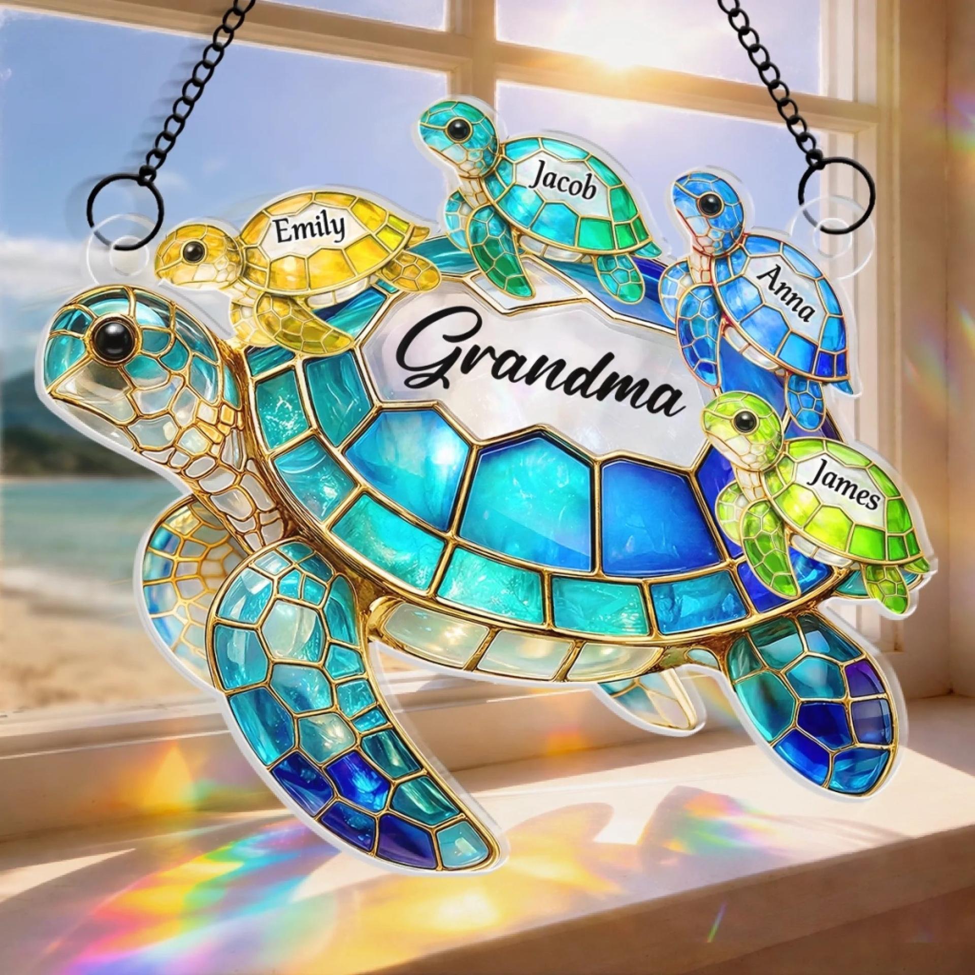 Personalized Turtle Suncatcher for Mother's Day | Custom Print on Demand, Factory Direct - Custom Suncatcher Ornament Wholesale | MCDFL