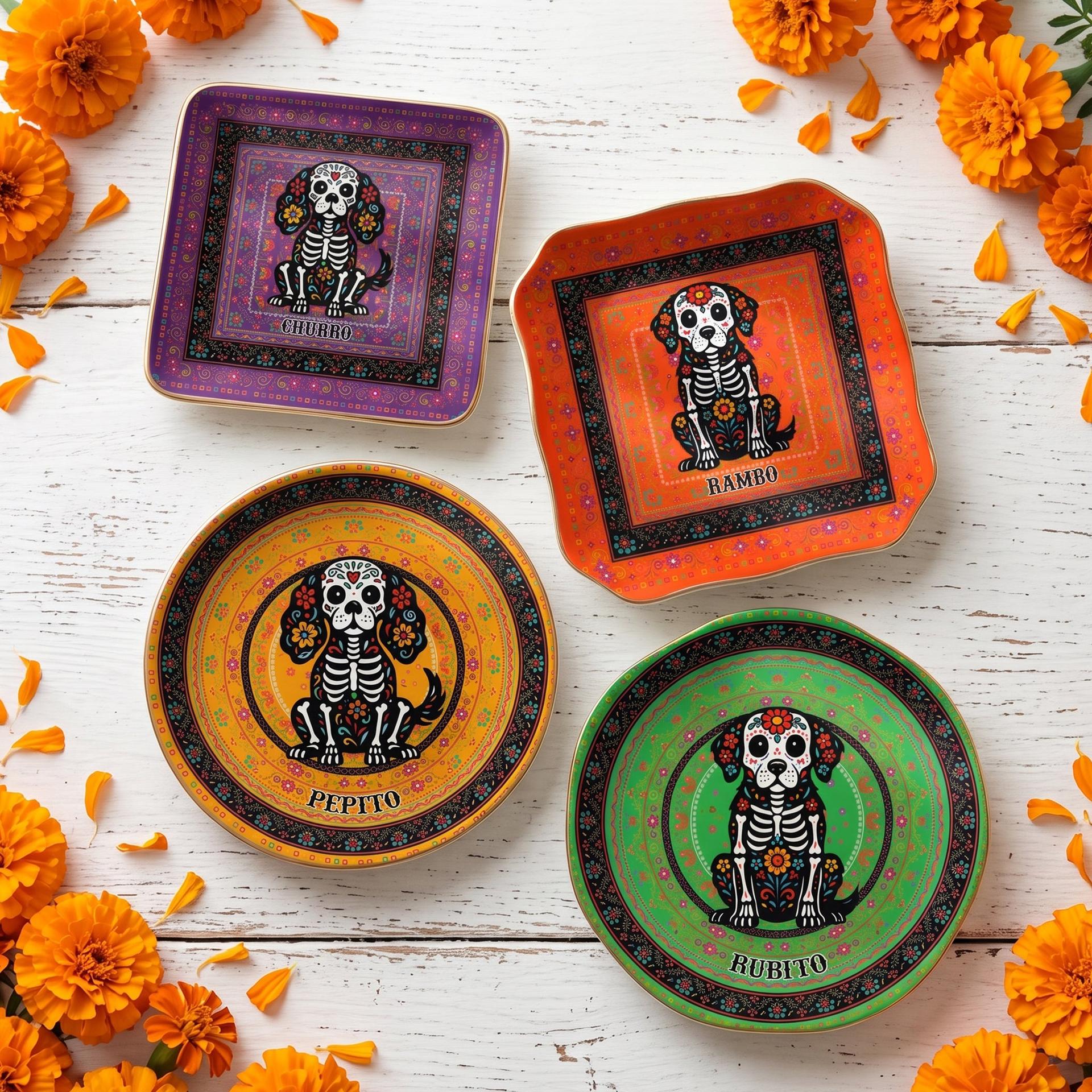 Day of Dead Pet Jewelry Dish, Custom Print POD | MOQ 1 Factory Direct