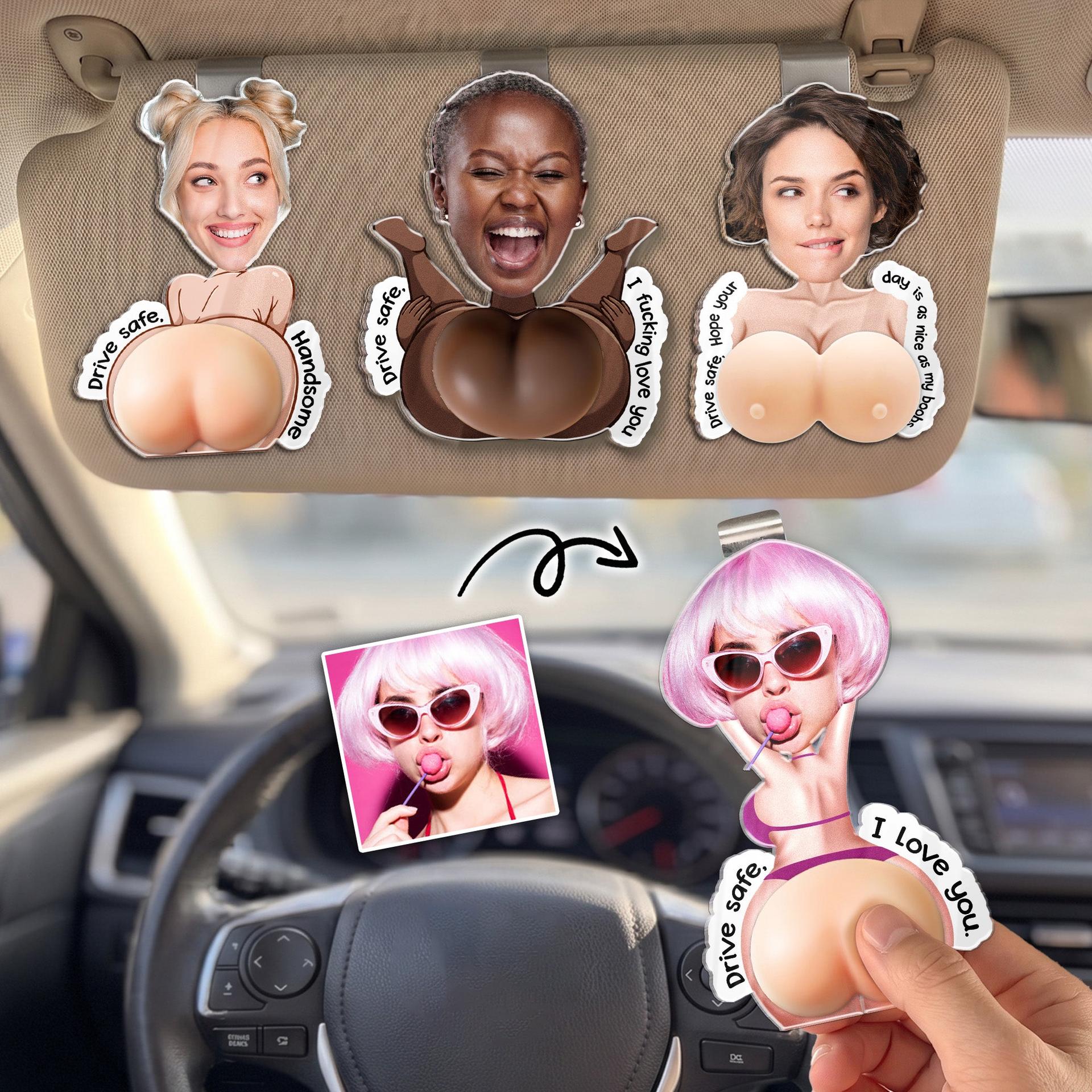 3D Squishy Custom Funny Face Visor Clip | POD Dropship, MOQ 1 - Custom Car Visor Clip Wholesale | MCDFL
