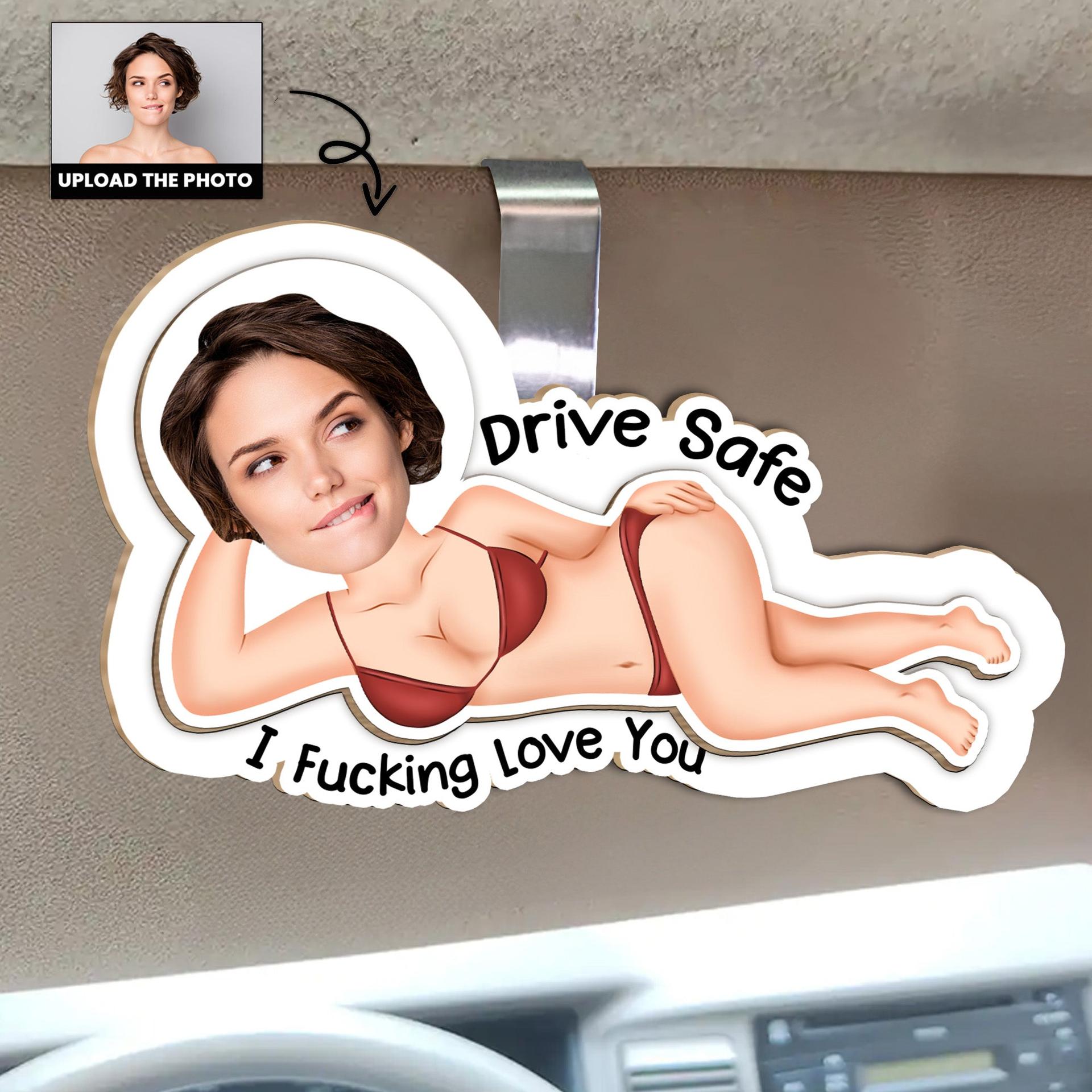 Personalized Drive Safe I F*cking Love You Car Visor Clip | POD Dropship, MOQ 1 - Custom Car Visor Clip Wholesale | MCDFL