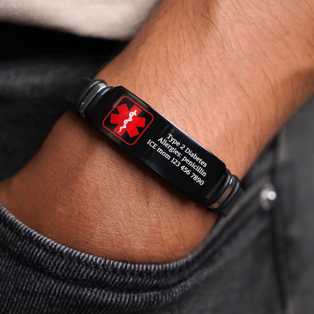 Custom Engraved Medical Alert Bracelet for Christmas Gifts | Factory Direct POD - Engraved Bracelet Detail | Wholesale POD Supplier | MCDFL