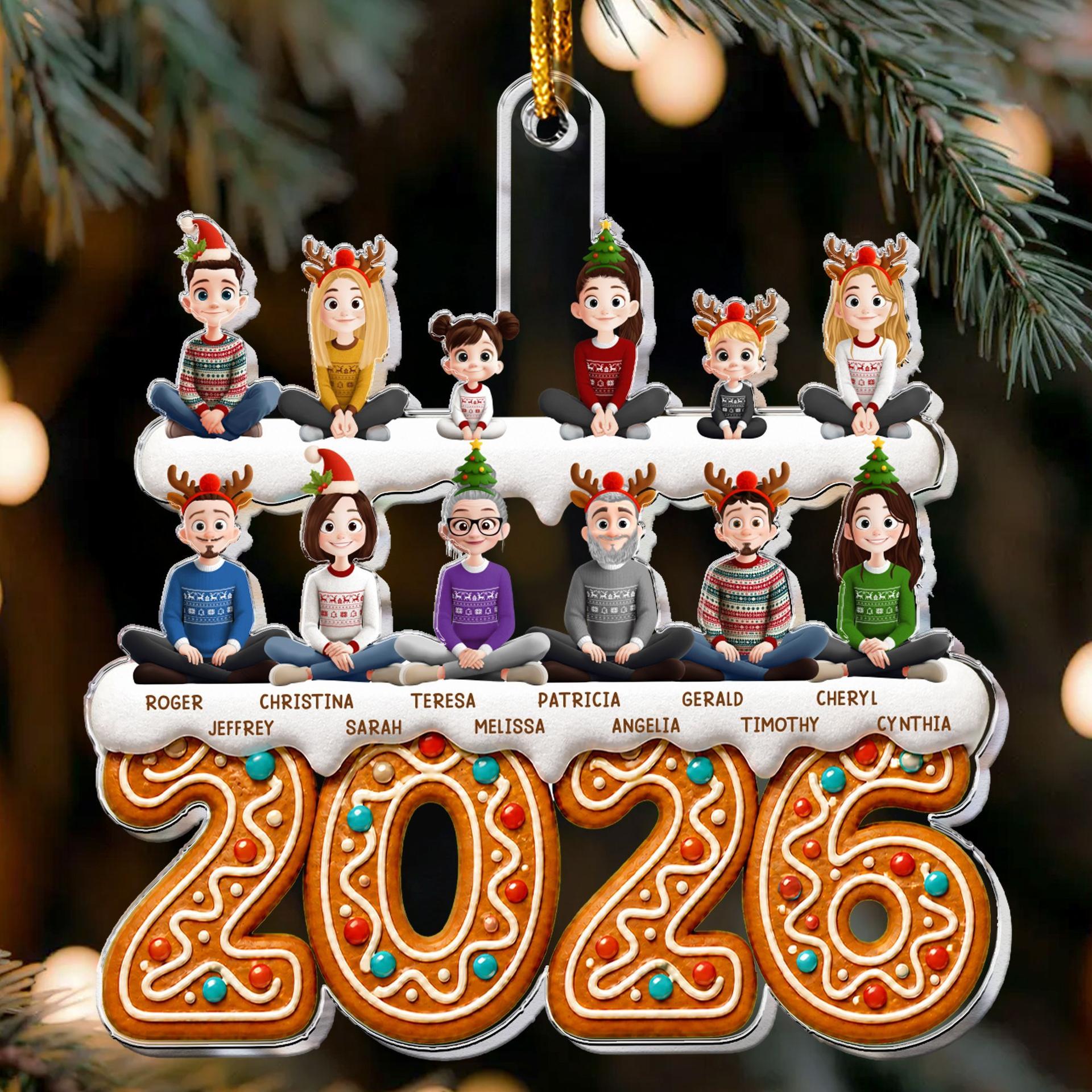 Personalized Family Christmas Ornament Up to 12 | Acrylic POD, MOQ 1 Factory Direct - Custom Acrylic Ornament Wholesale | POD Dropship Supplier | MCDFL