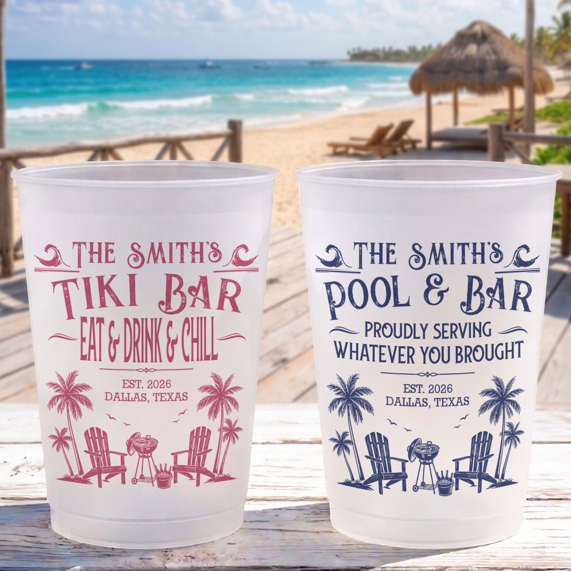 Personalized Pool Party Cups | Custom Print Dropship, 12oz & 16oz gallery thumbnail - Frosted Cups