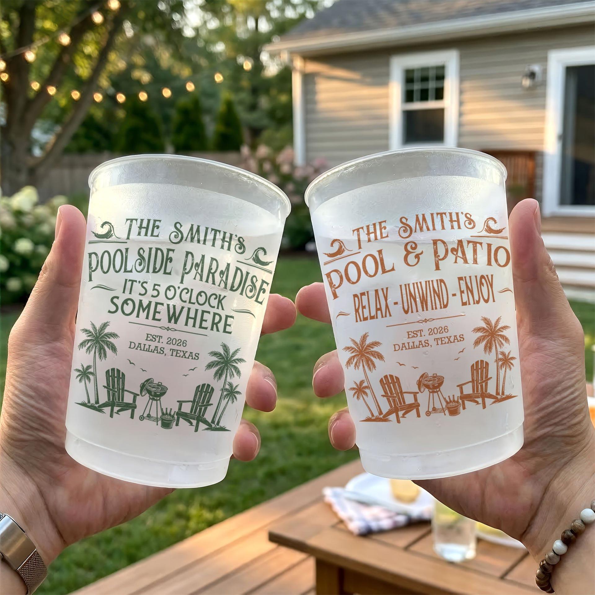 Personalized Pool Party Cups | Custom Print Dropship, 12oz & 16oz gallery thumbnail - Frosted Cups