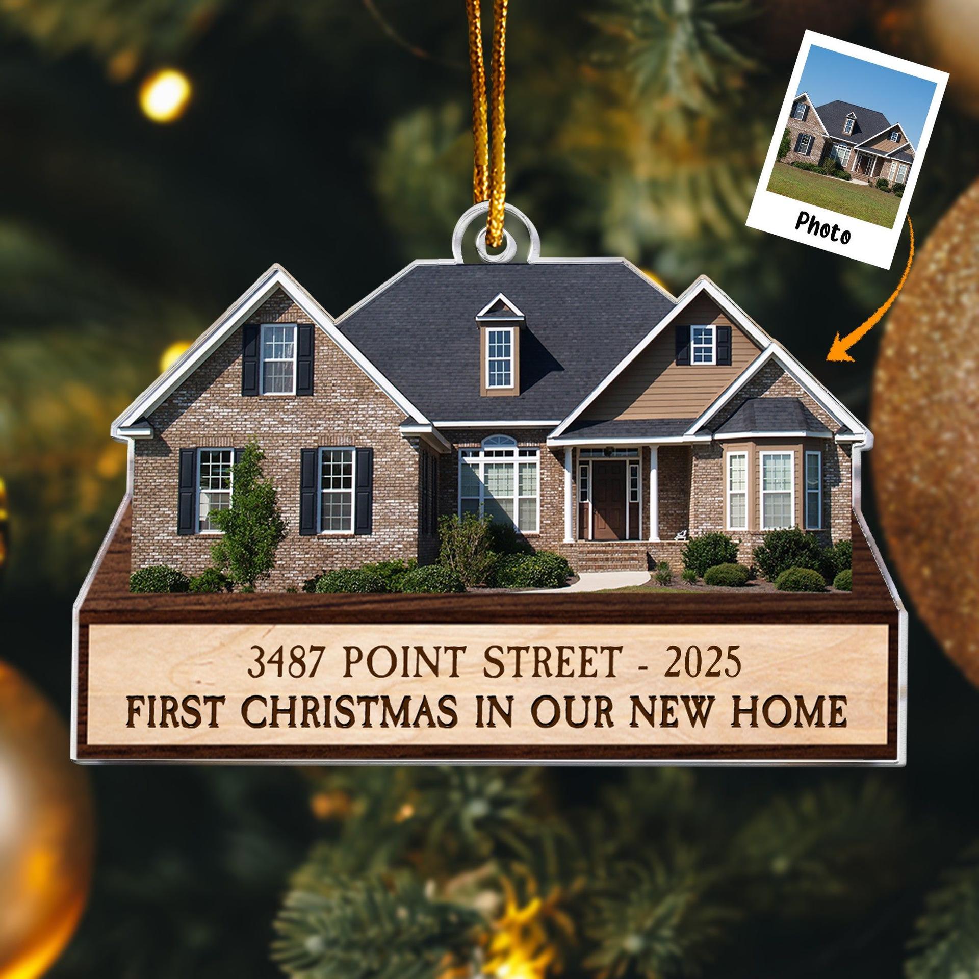 First Christmas New Home Acrylic Photo Ornament | Custom Print, Blind Dropship - Custom Acrylic Ornament Wholesale | MCDFL