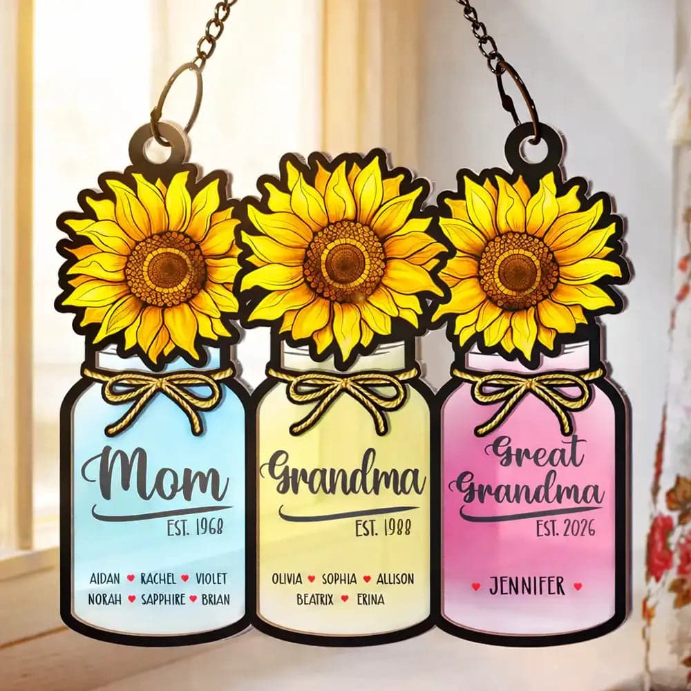 Personalized Mother's Day Suncatcher | Blind Dropship, 1-Piece Minimum - Custom Suncatcher Ornament Wholesale | MCDFL