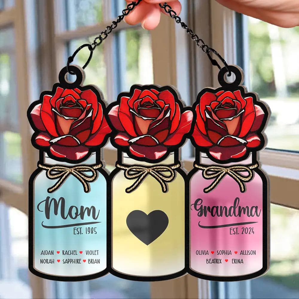 Personalized Mother's Day Suncatcher | Blind Dropship, 1-Piece Minimum - Suncatcher Ornament Detail | Wholesale POD Supplier | MCDFL