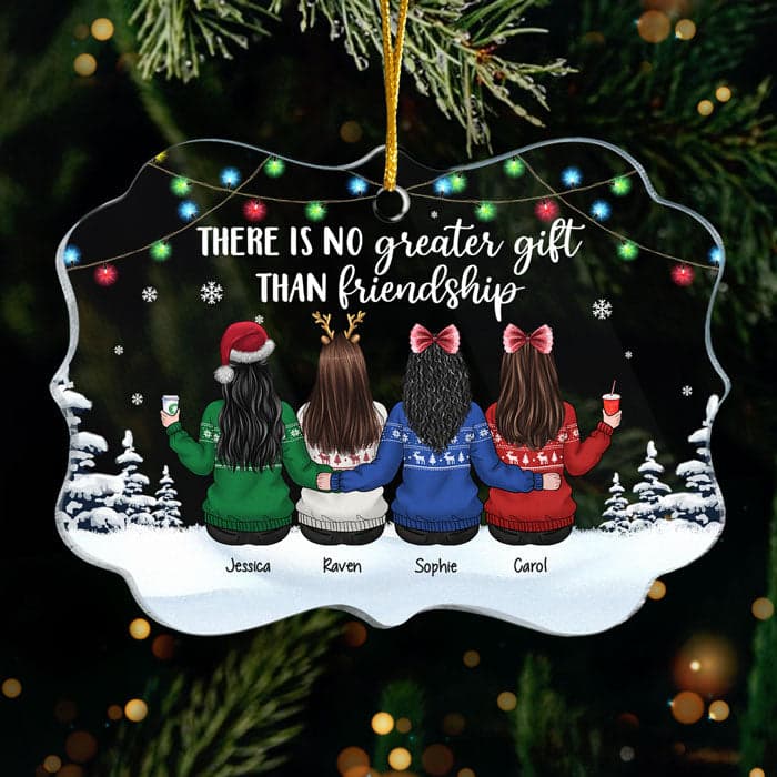 Personalized Acrylic Christmas Ornament for Friends | Unbranded Fulfillment, 1-Piece Minimum - Custom Acrylic Ornament High Quality View | MCDFL