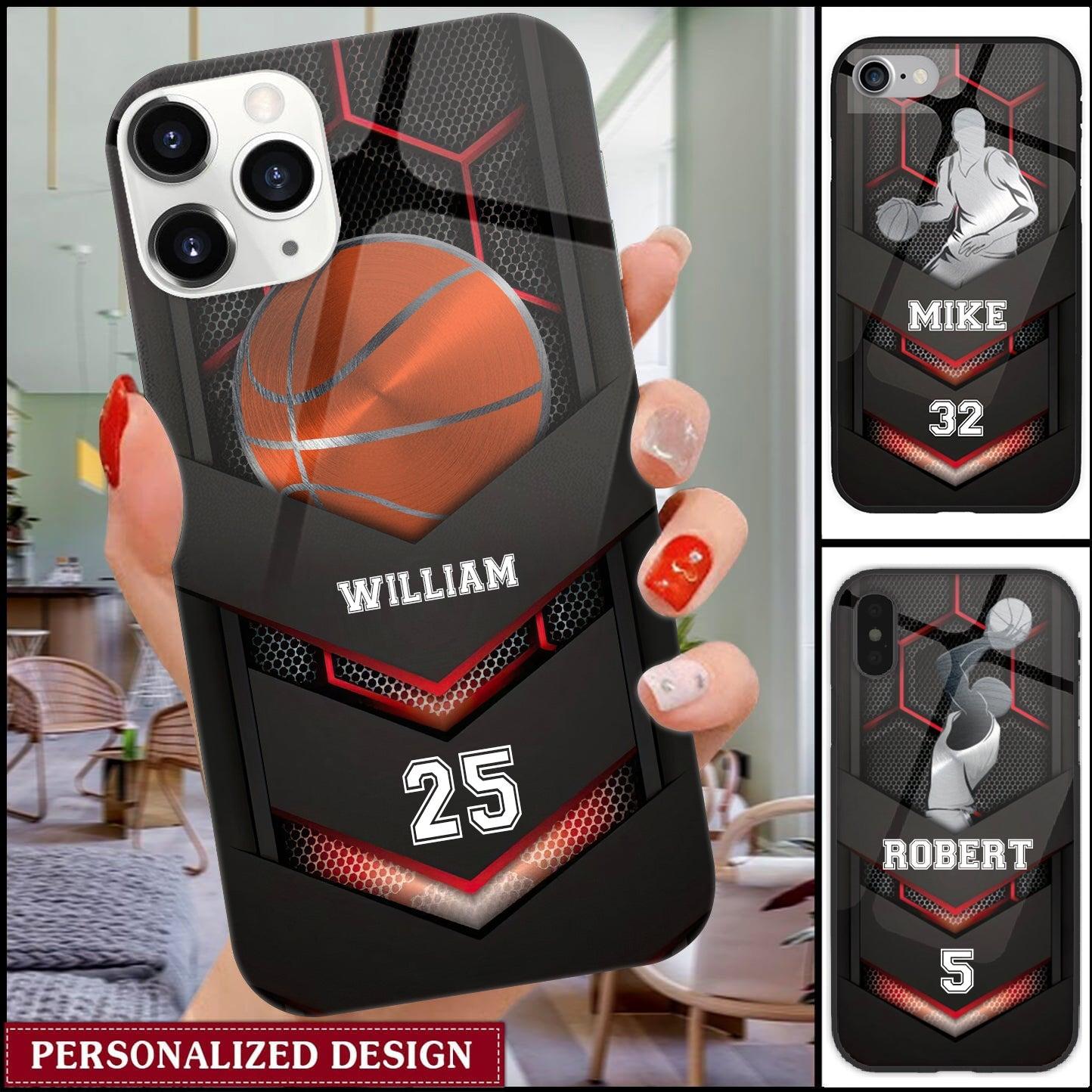 Personalized Basketball Glass Phone Case | White-Label POD, No Minimum Order