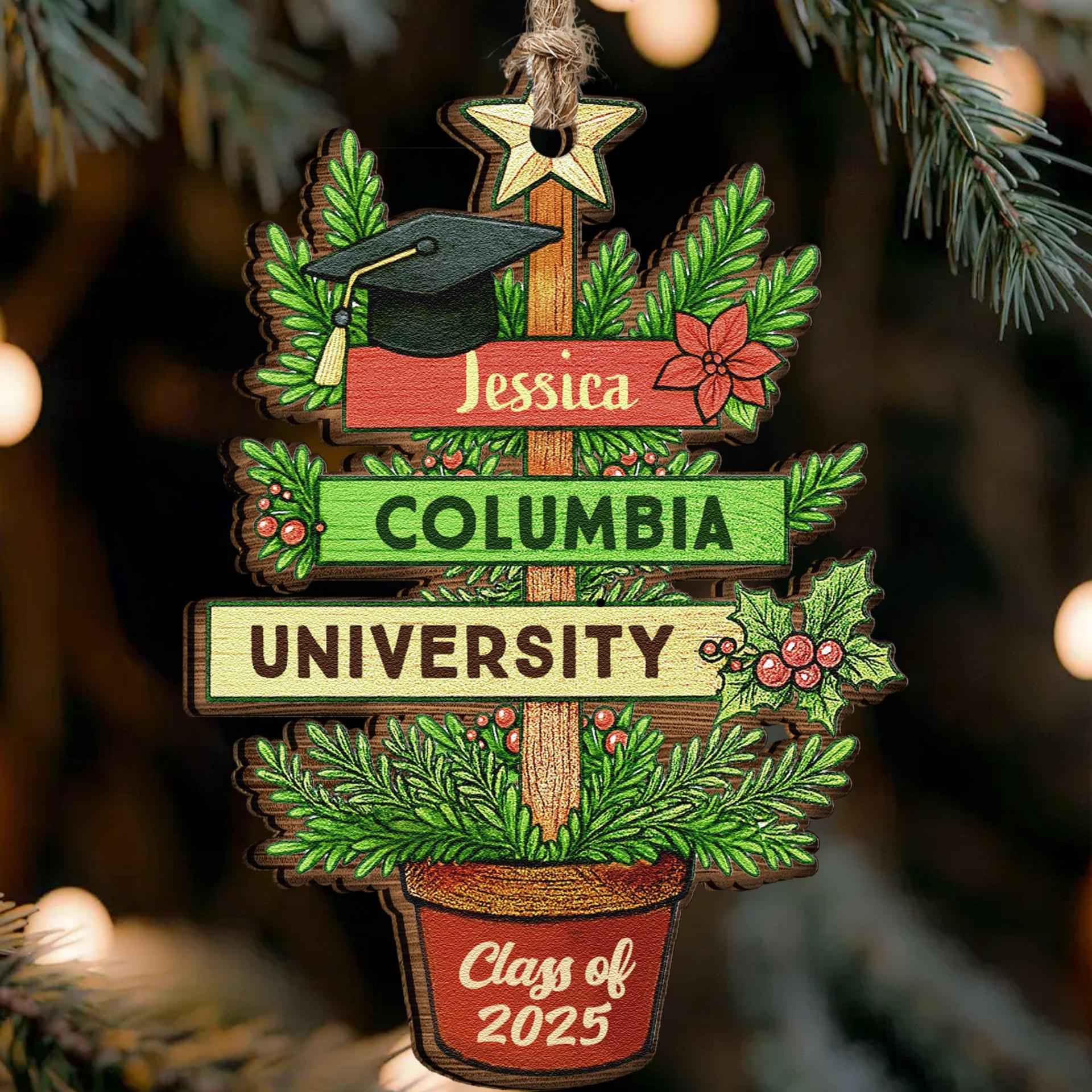 Personalized Graduation Christmas Tree Ornament | White-Label, 1-Piece Minimum - Custom Wooden Ornament Wholesale | POD Dropship Supplier | MCDFL
