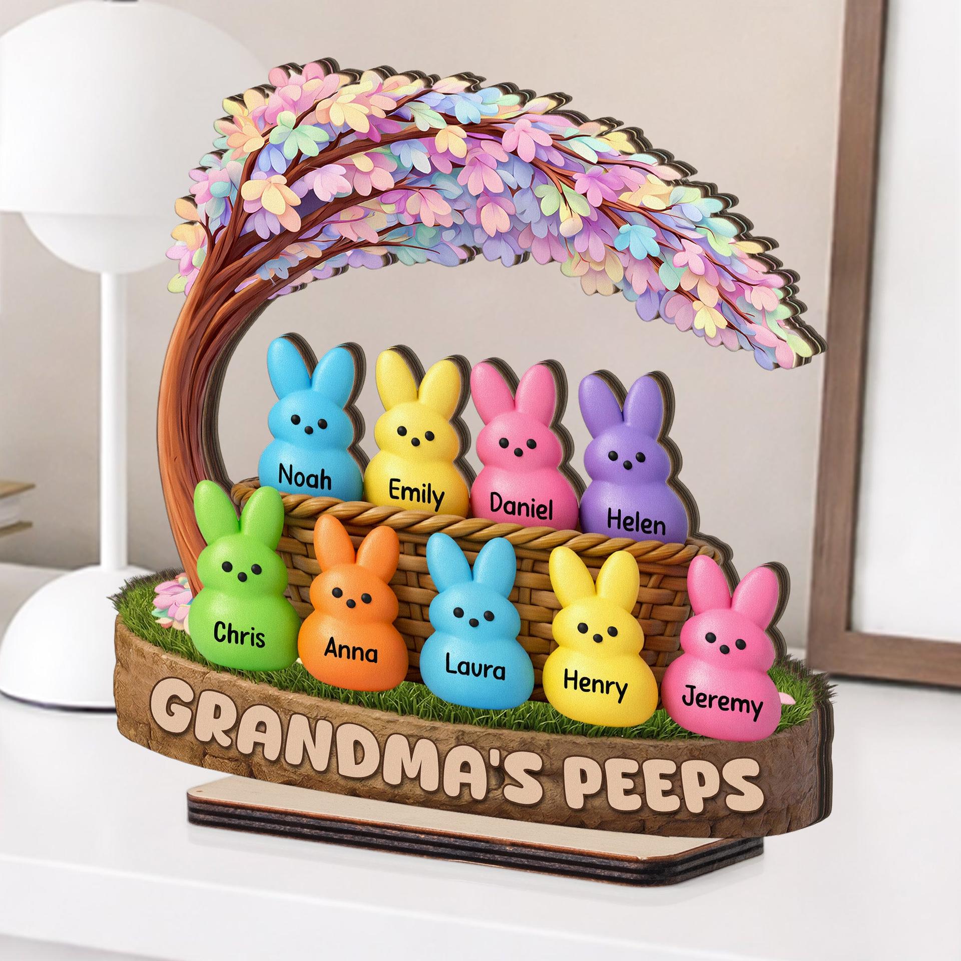 Personalized Grandma's Peeps Easter Wood Plaque | 1-Piece Minimum, Blind Dropship - Wood Plaque Detail | Wholesale POD Supplier | MCDFL