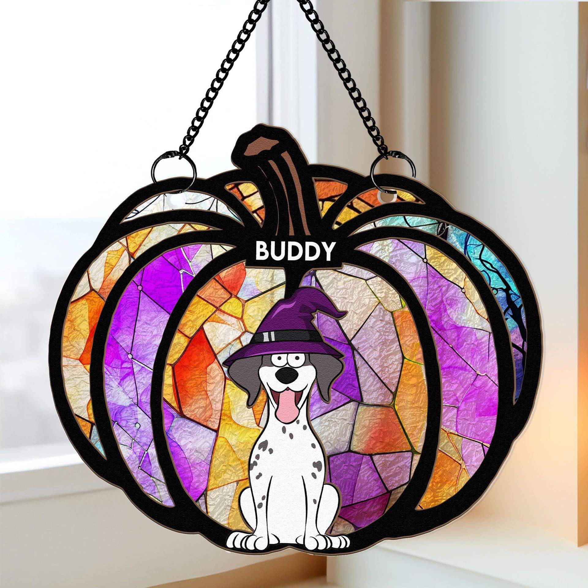 Personalized Halloween Pet Suncatcher | Custom Print, MOQ 1, Factory Direct - Custom Suncatcher Ornament Wholesale | POD Dropship Supplier | MCDFL