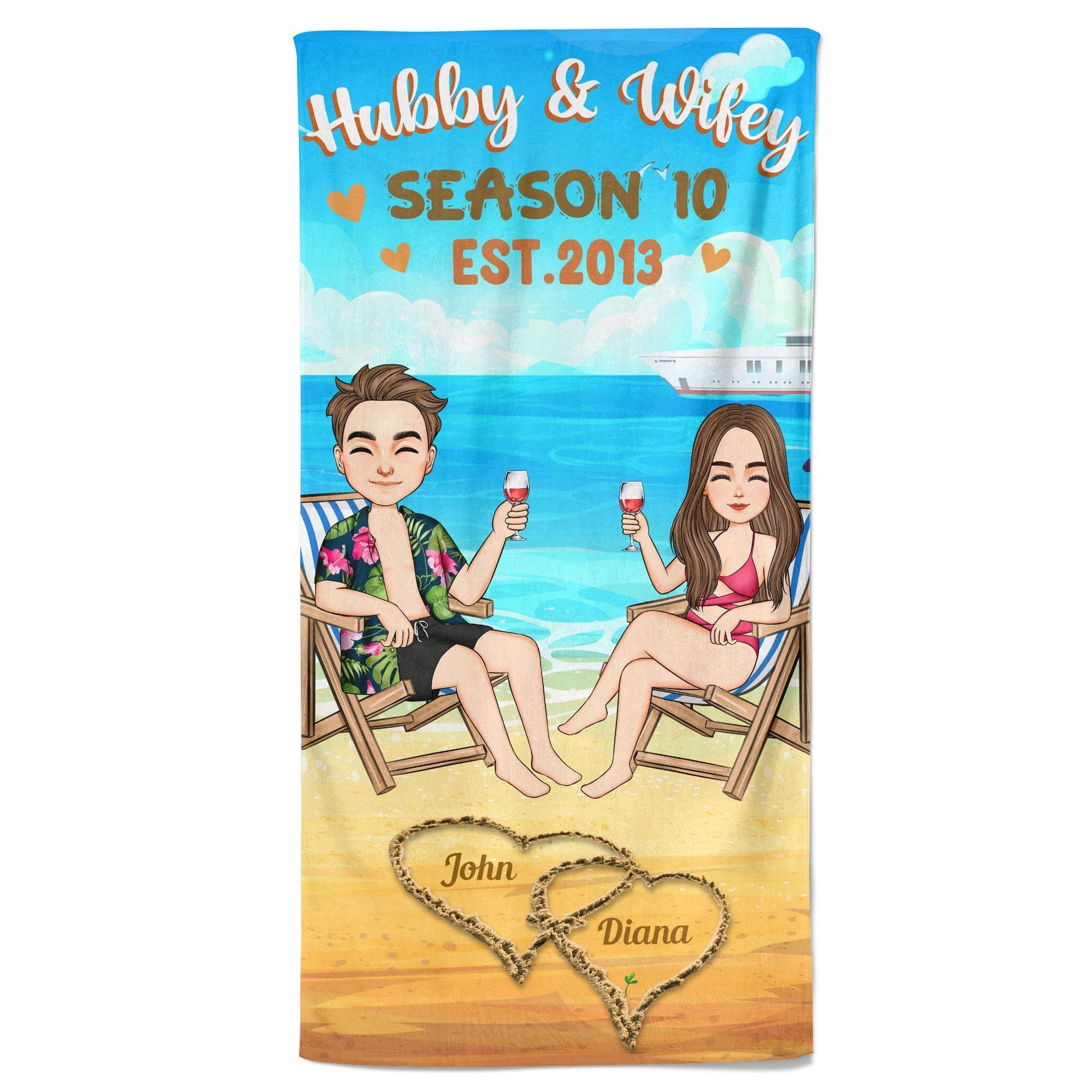Custom Anniversary Beach Towel for Couples | Factory Direct, DTG Print - Custom Beach Towel Wholesale | POD Dropship Supplier | MCDFL