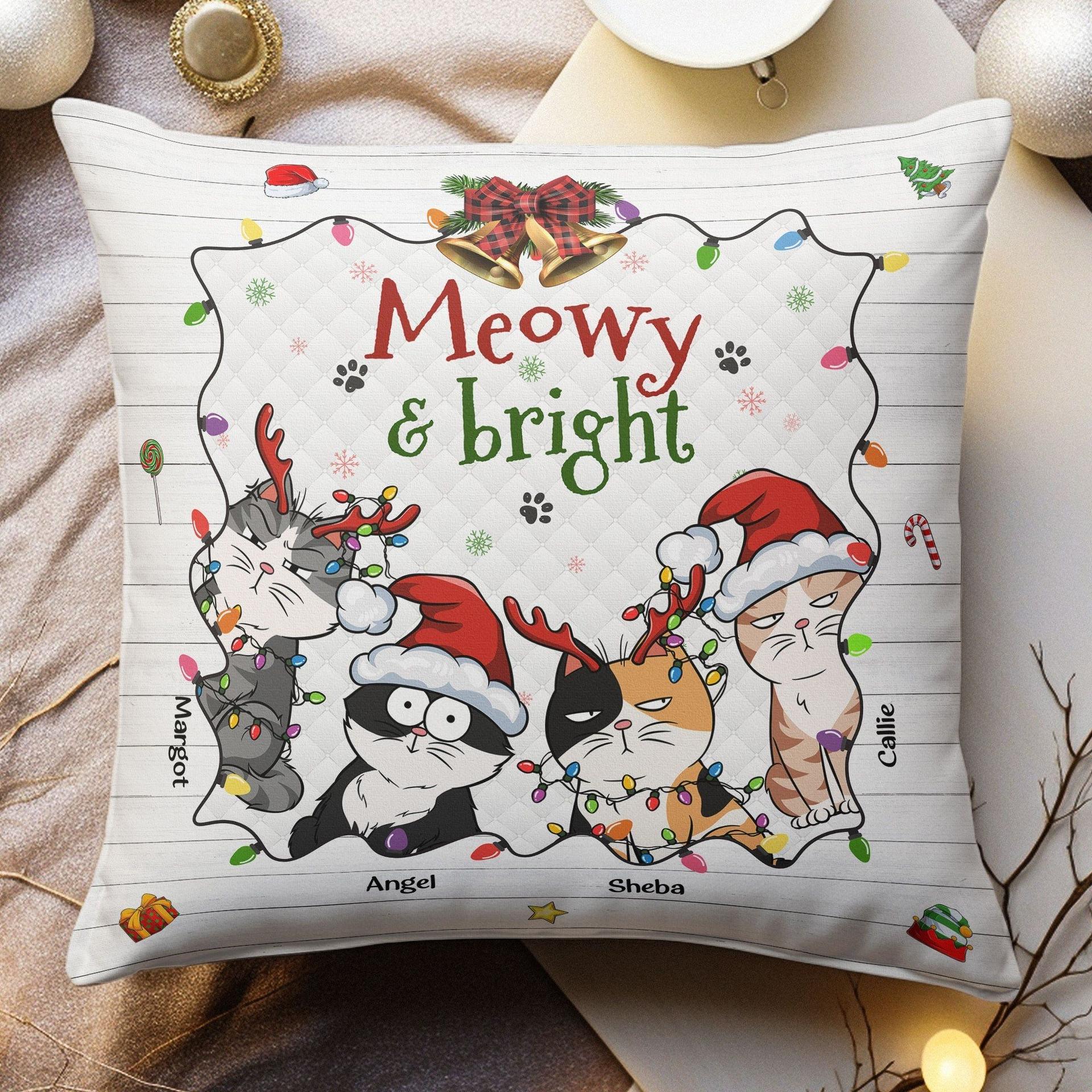 Personalized Cat Christmas Pillow | Custom Print on Demand, MOQ 1 - Custom Square Pillow Wholesale | POD Dropship Supplier | MCDFL