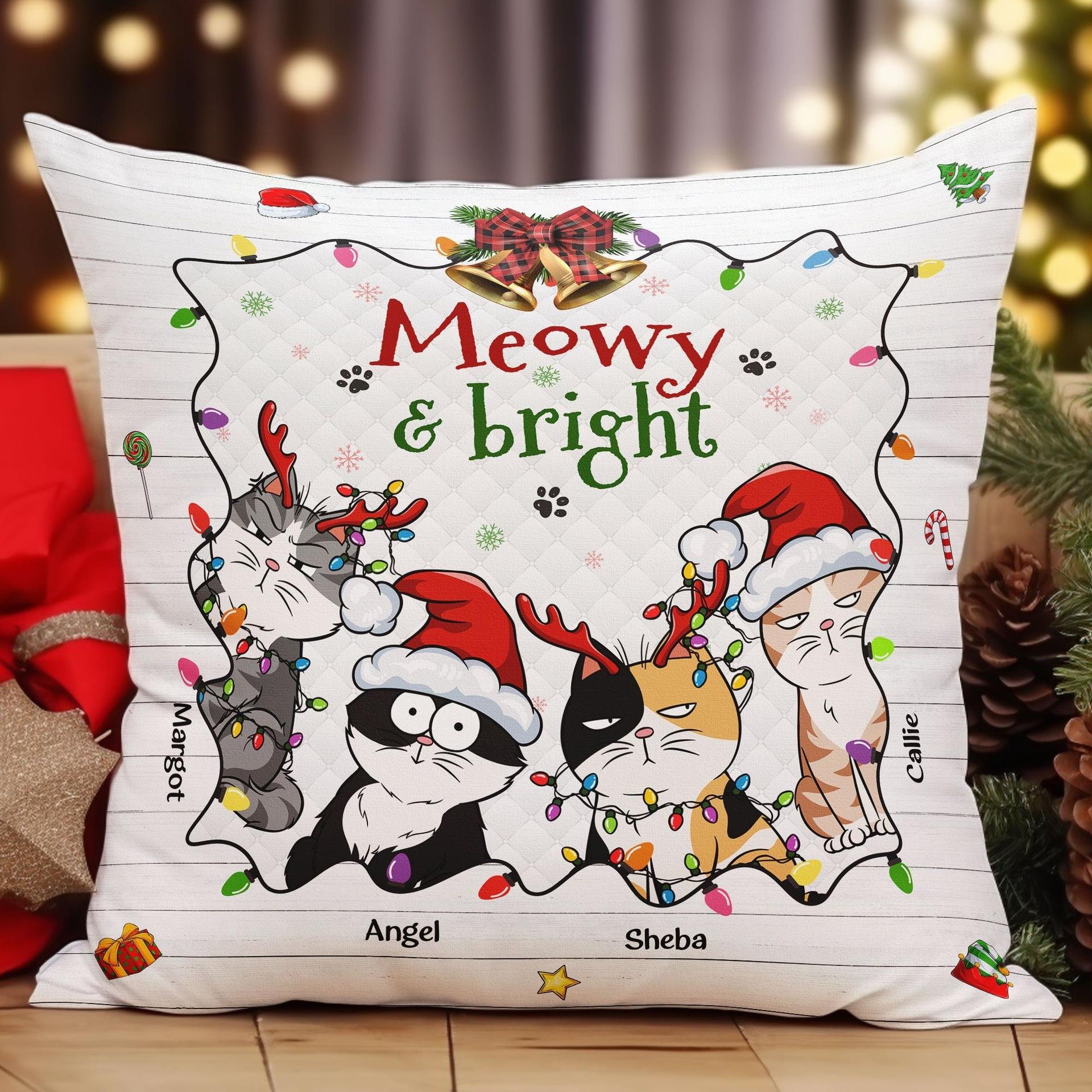 Personalized Cat Christmas Pillow | Custom Print on Demand, MOQ 1 - Square Pillow Detail | Wholesale POD Supplier | MCDFL