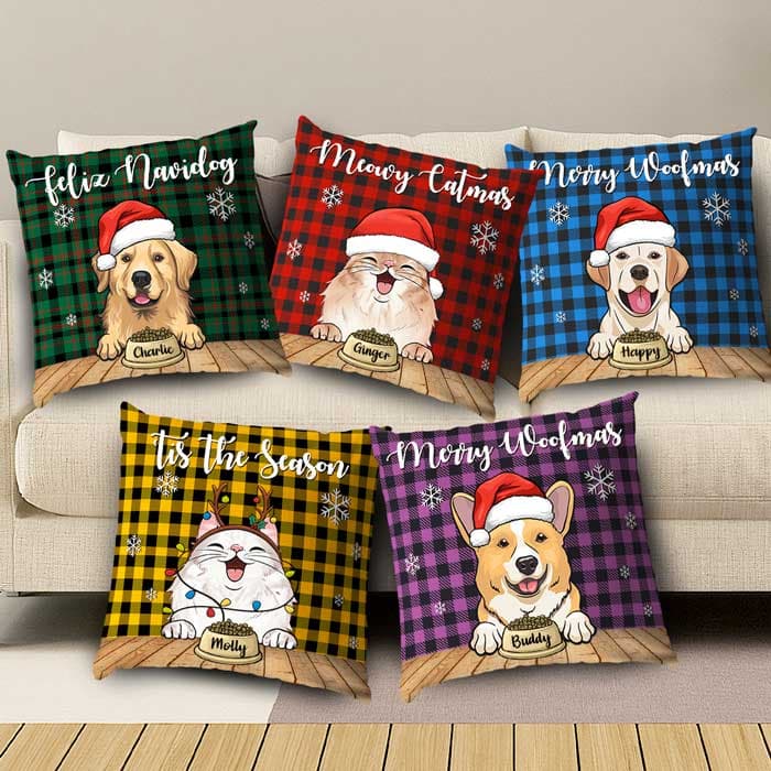 Personalized Christmas Pet Pillow | Custom Print on Demand, Blind Dropship - Custom Square Pillow Wholesale | POD Dropship Supplier | MCDFL