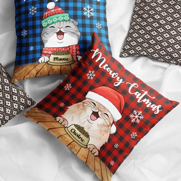 Personalized Christmas Pet Pillow | Custom Print on Demand, Blind Dropship - Square Pillow Detail | Wholesale POD Supplier | MCDFL