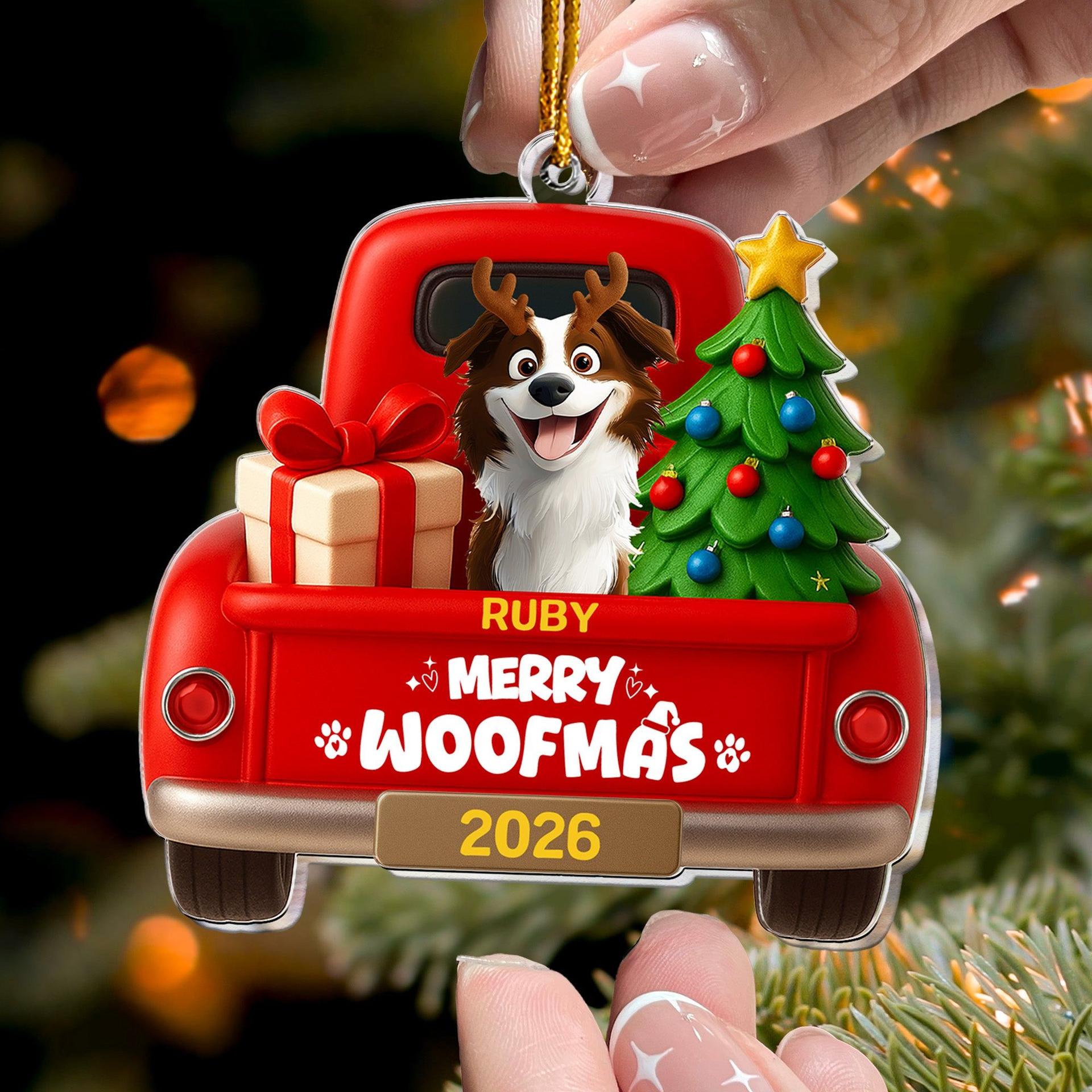 Custom Pet Christmas Acrylic Ornament | POD Dropship, No Minimum Order - Acrylic Ornament Detail | Wholesale POD Supplier | MCDFL